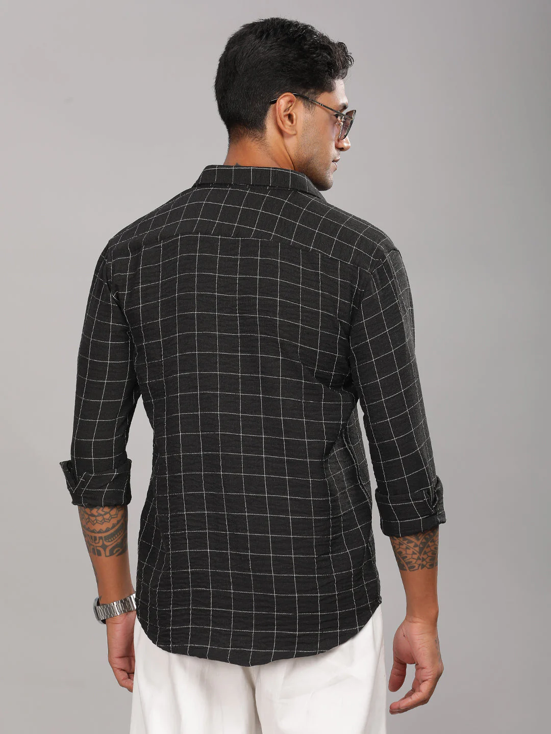 Men Linovite Checks Black Shirt - Image 3