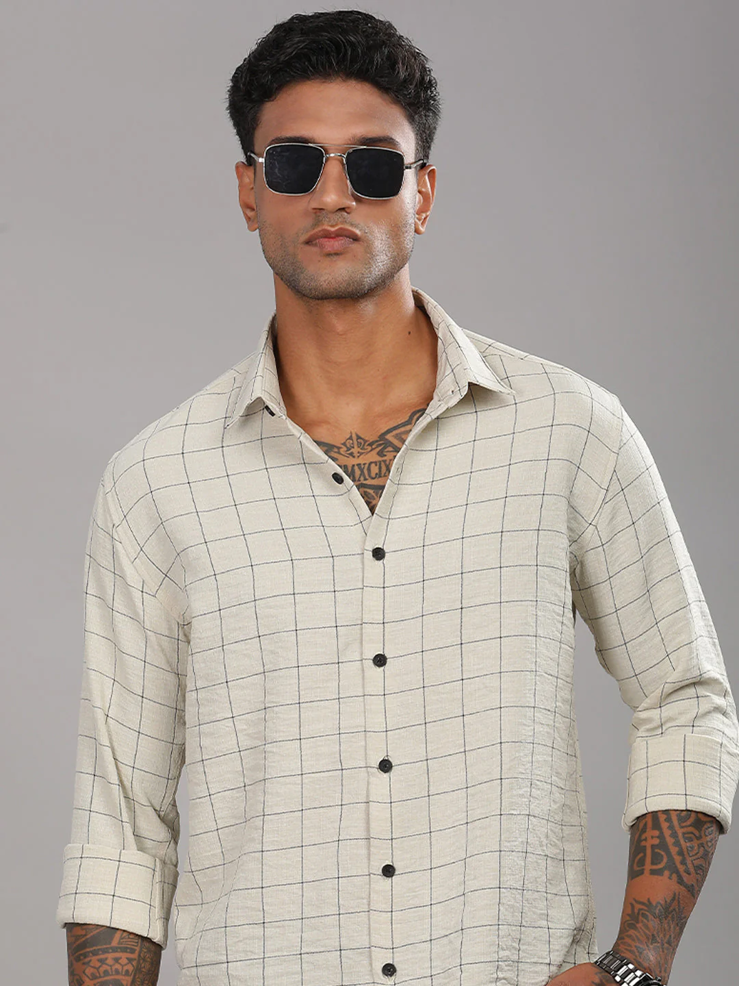 Men Linovite Checks Black Shirt - Image 6
