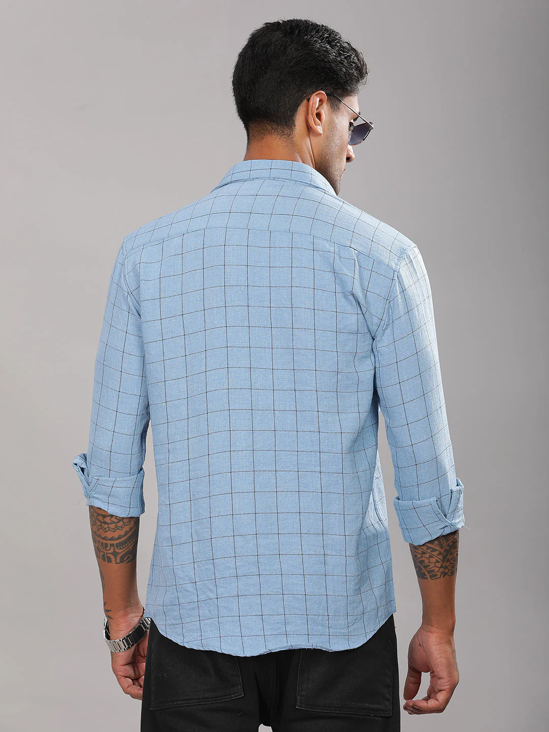 Men Linovite Checks Blue Shirt - Image 2