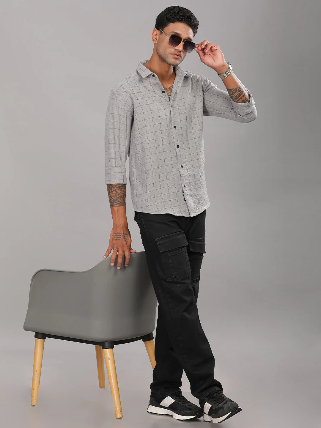 Men Linovite Checks Navy Shirt - Image 6