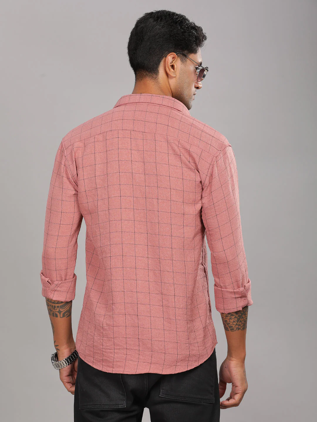 Men Linovite Checks Pink Shirt - Image 3