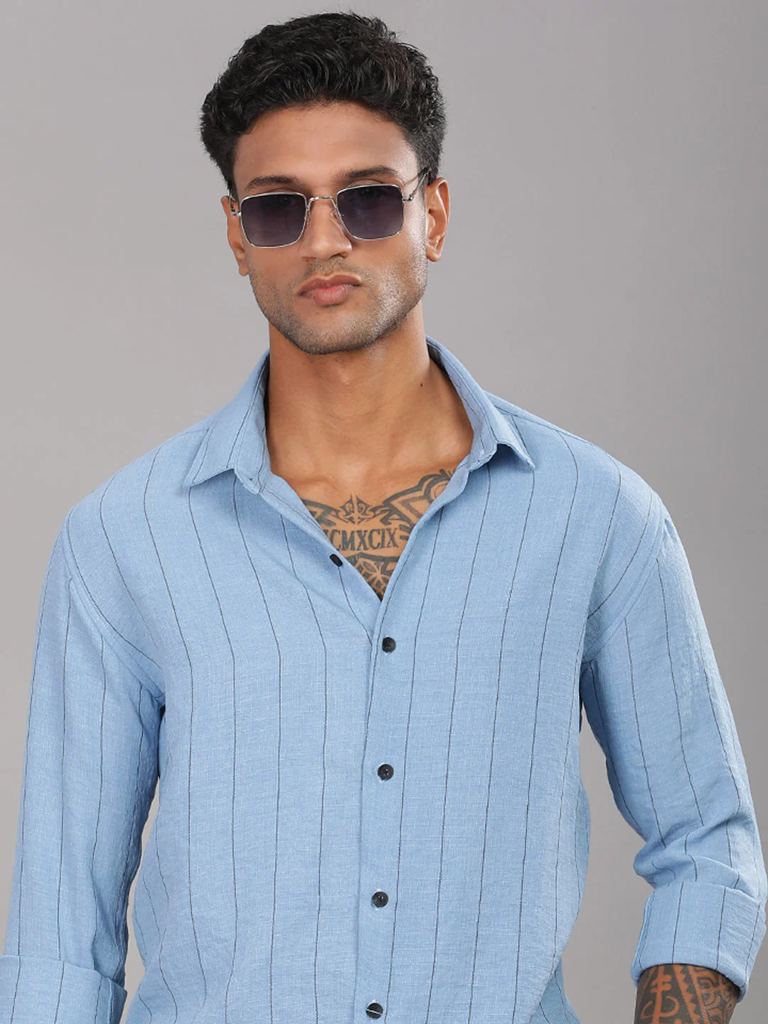 Men Linovite Striped Blue Shirt