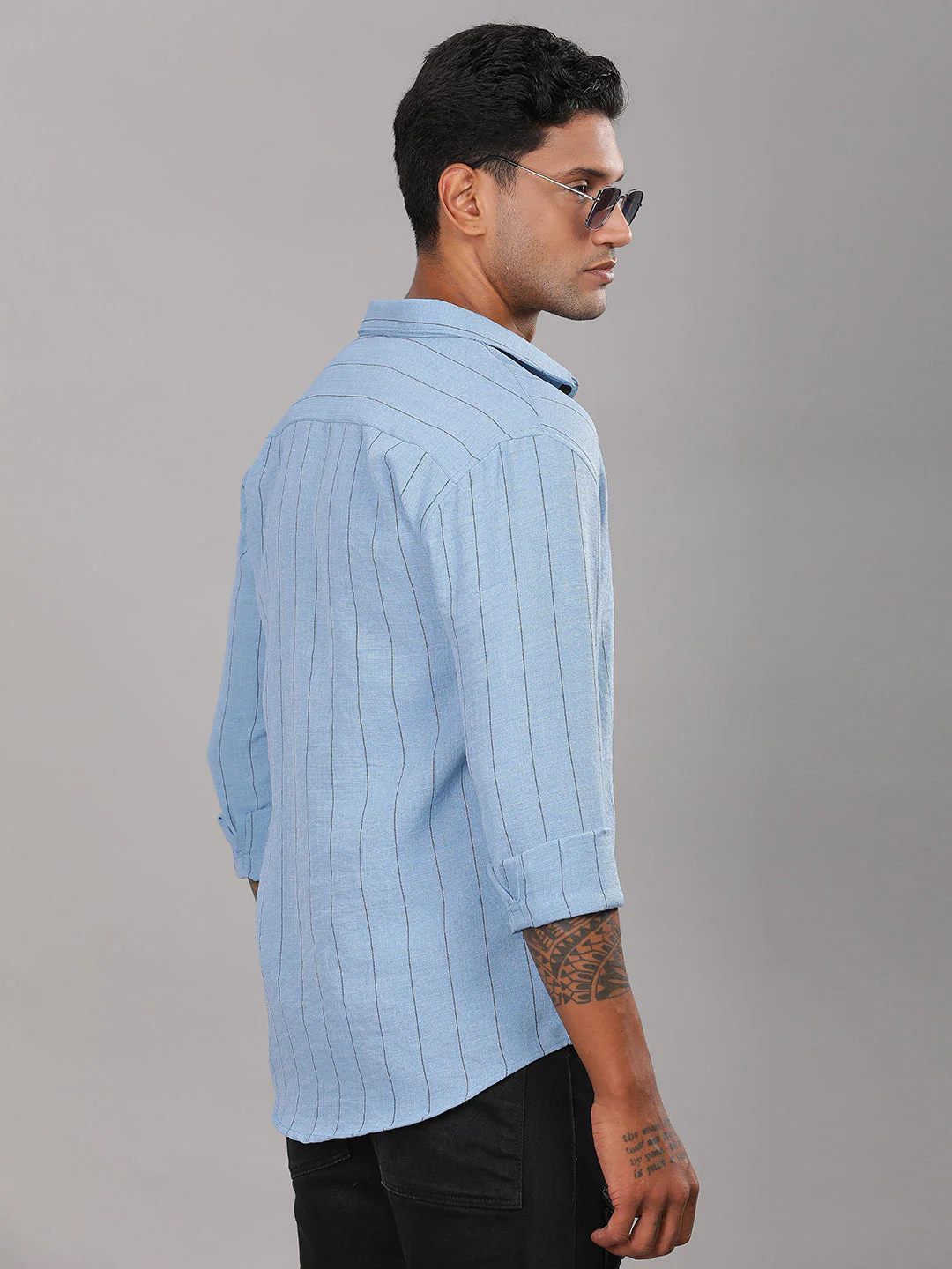 Men Linovite Striped Blue Shirt - Image 3