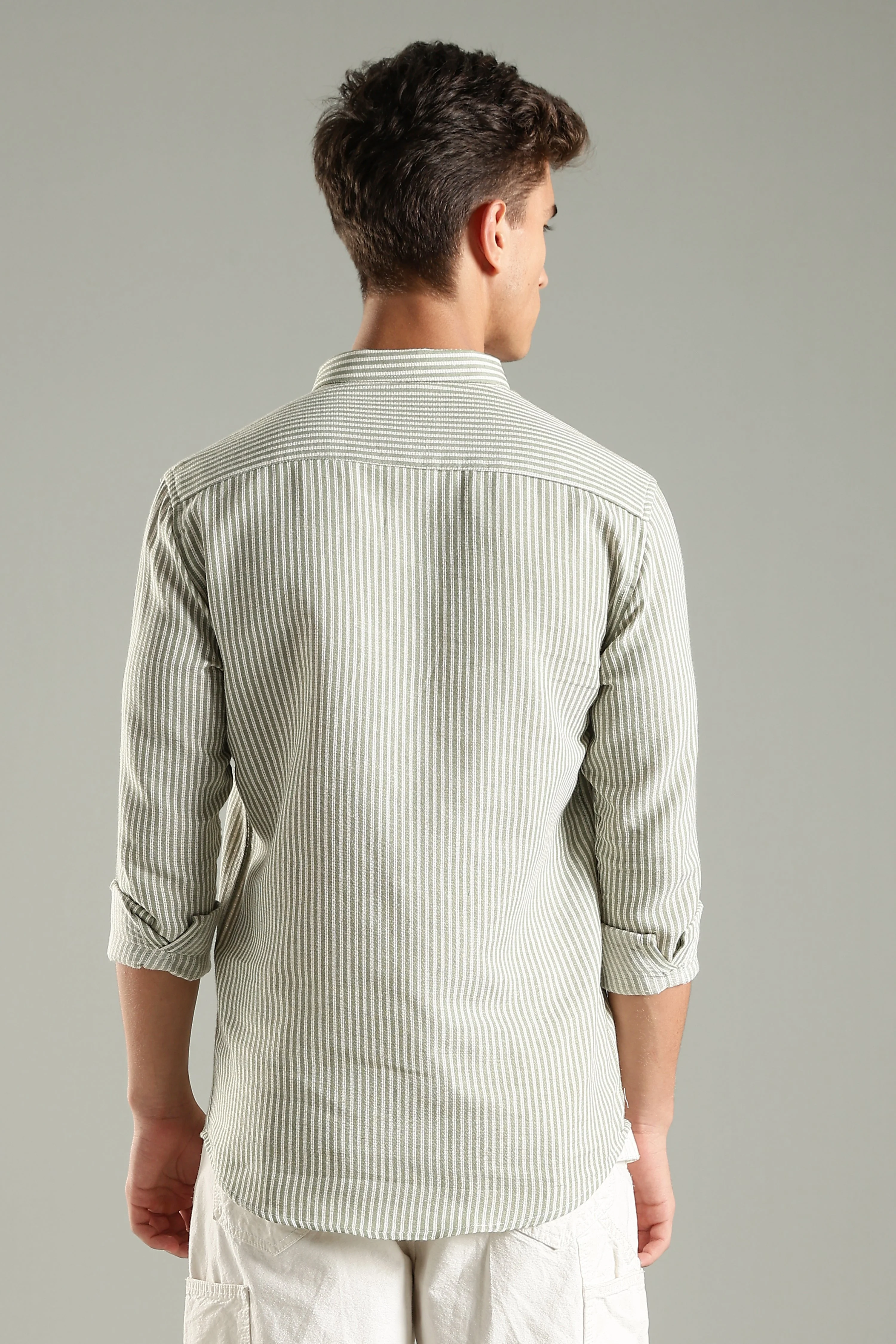 Men Looma Green Stripes Shirt - Image 2