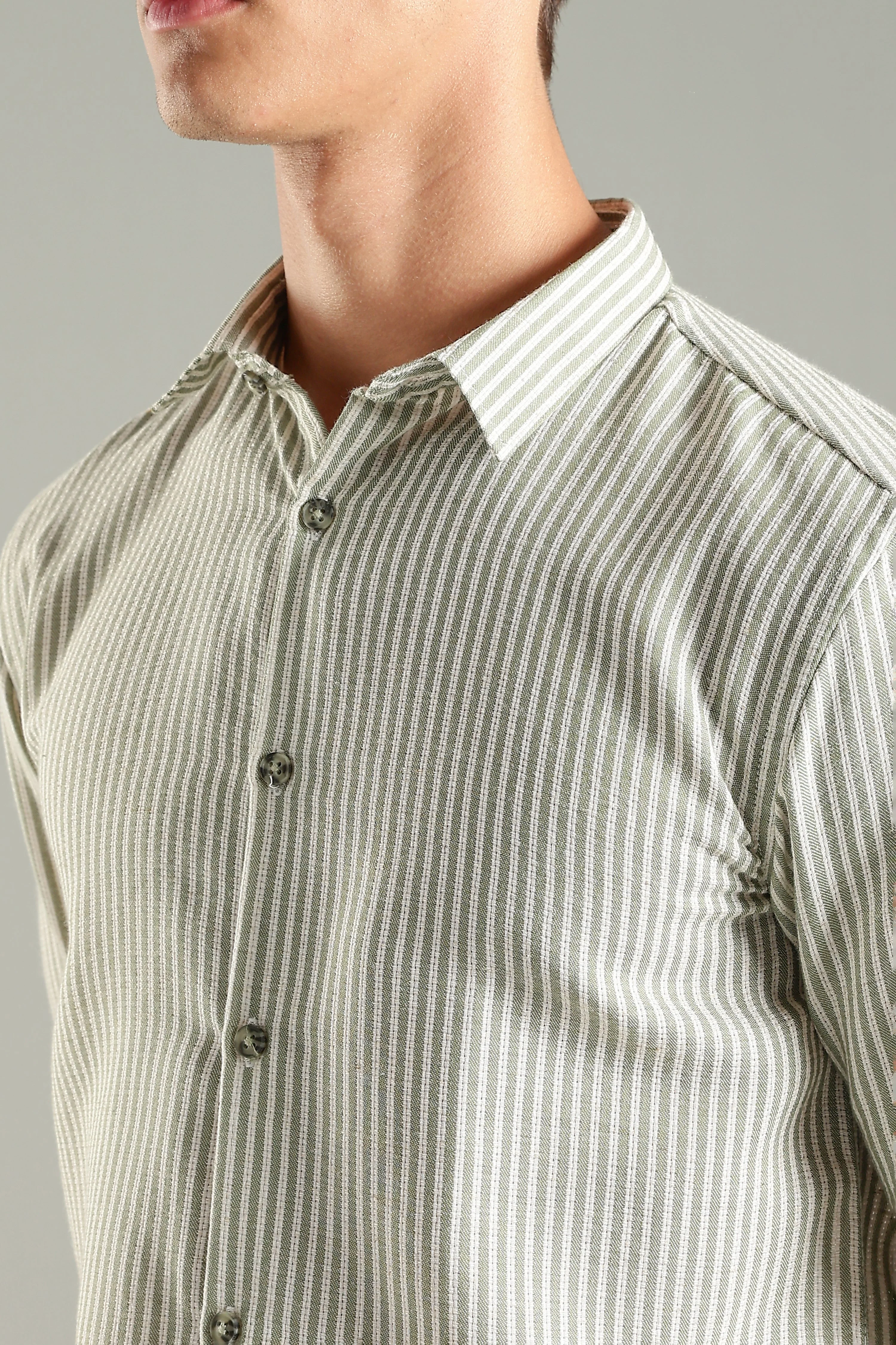 Men Looma Green Stripes Shirt - Image 4