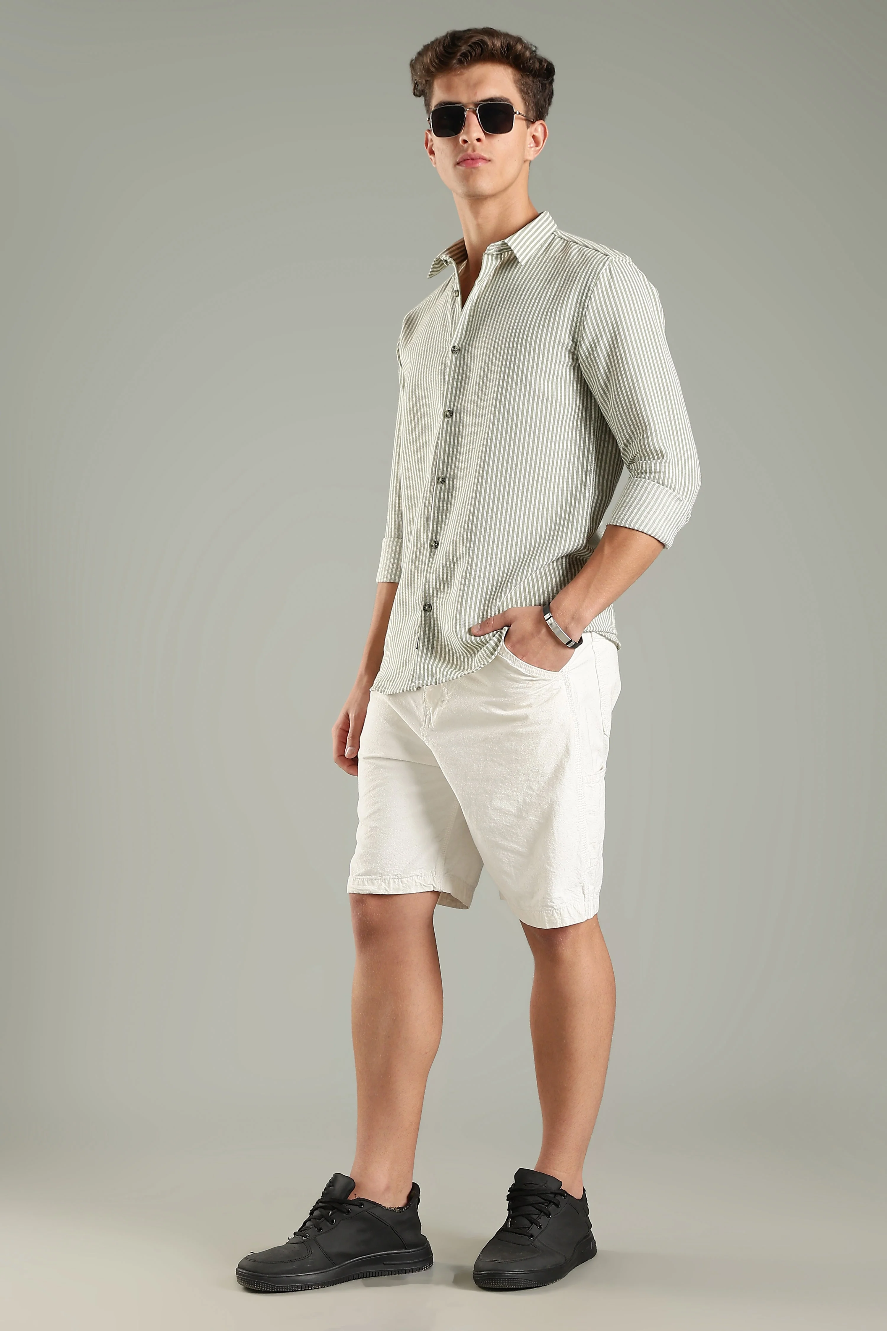 Men Looma Green Stripes Shirt - Image 6