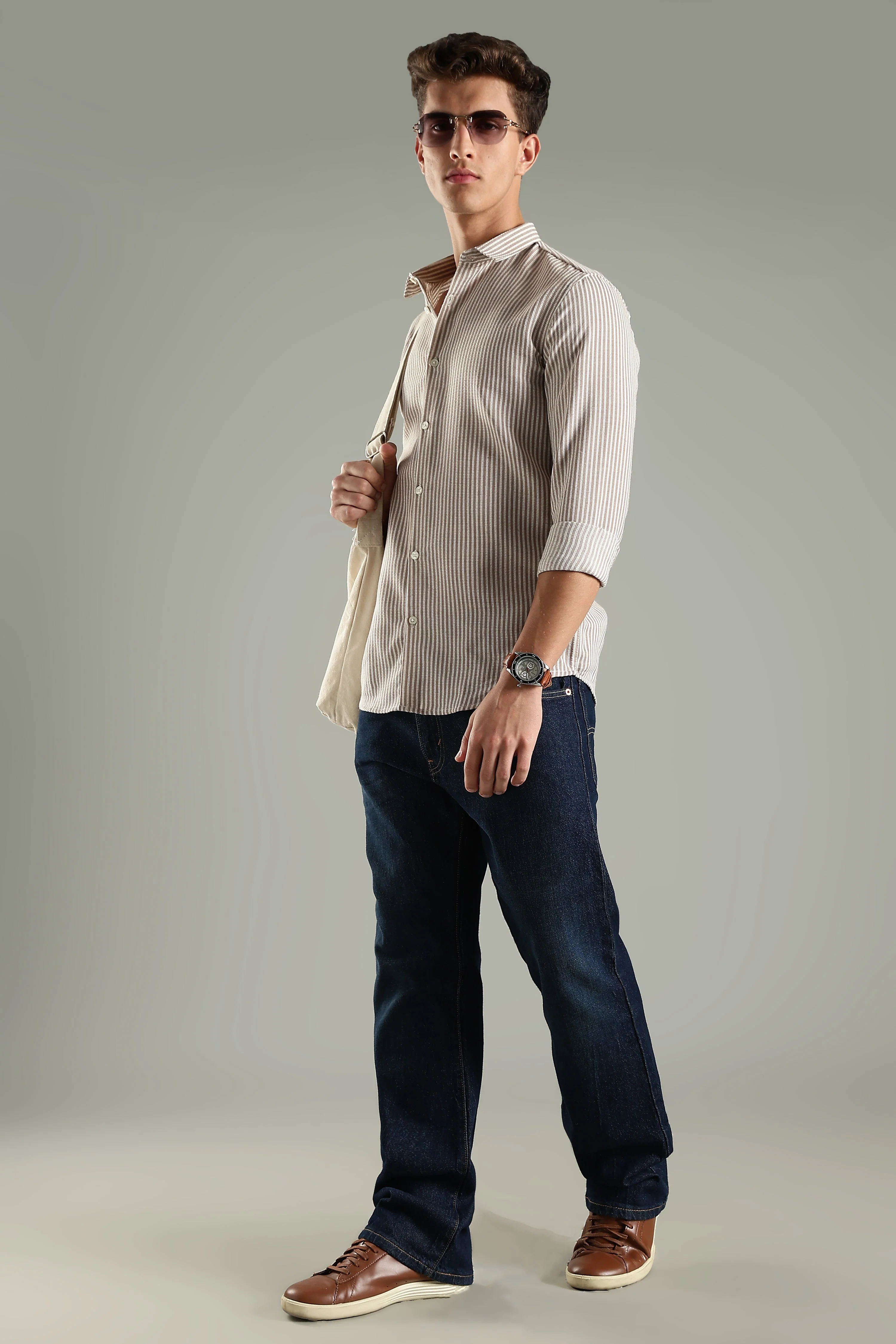 Men Looma Green Stripes Shirt - Image 7