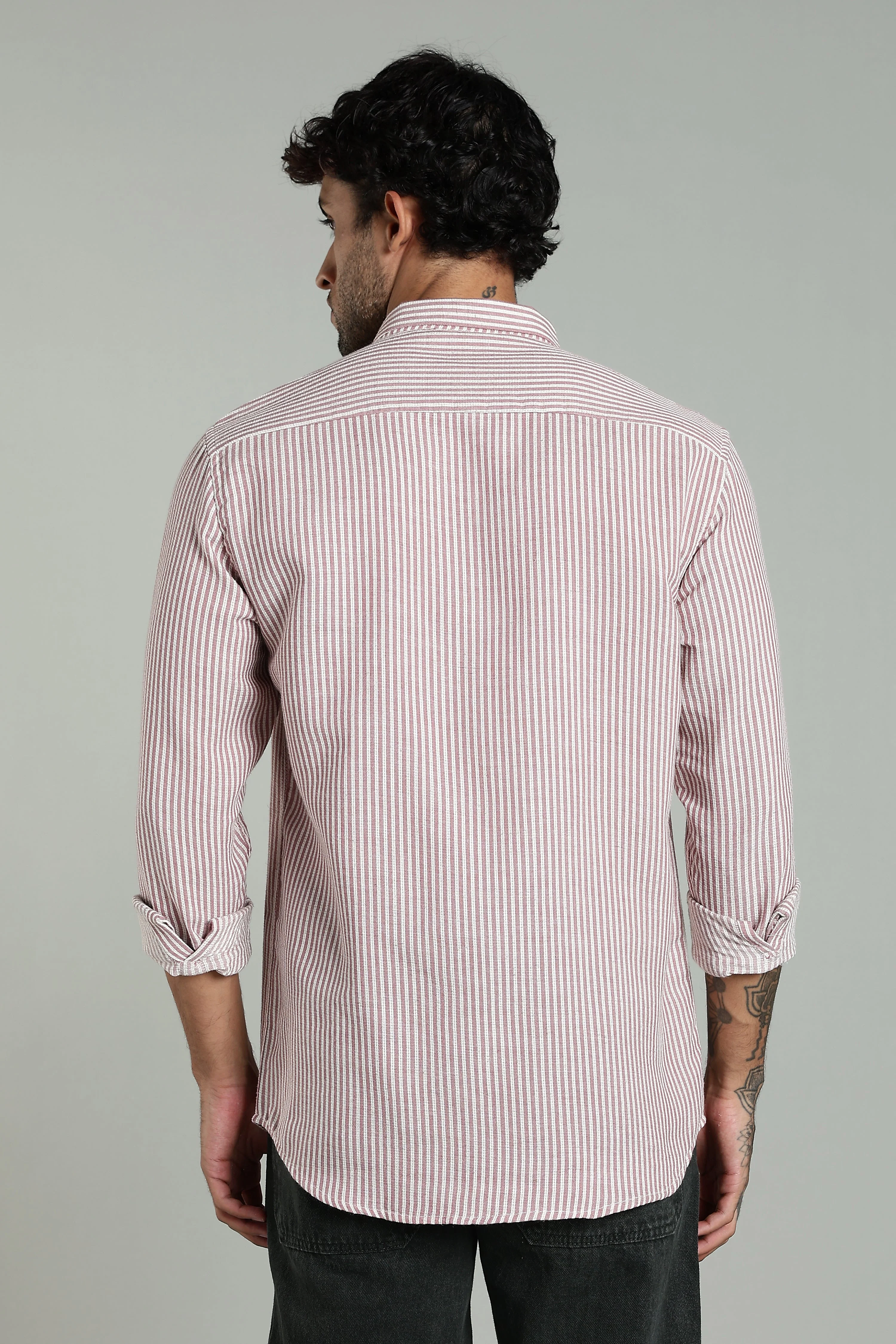 Men Looma Pink Stripes Shirt - Image 2