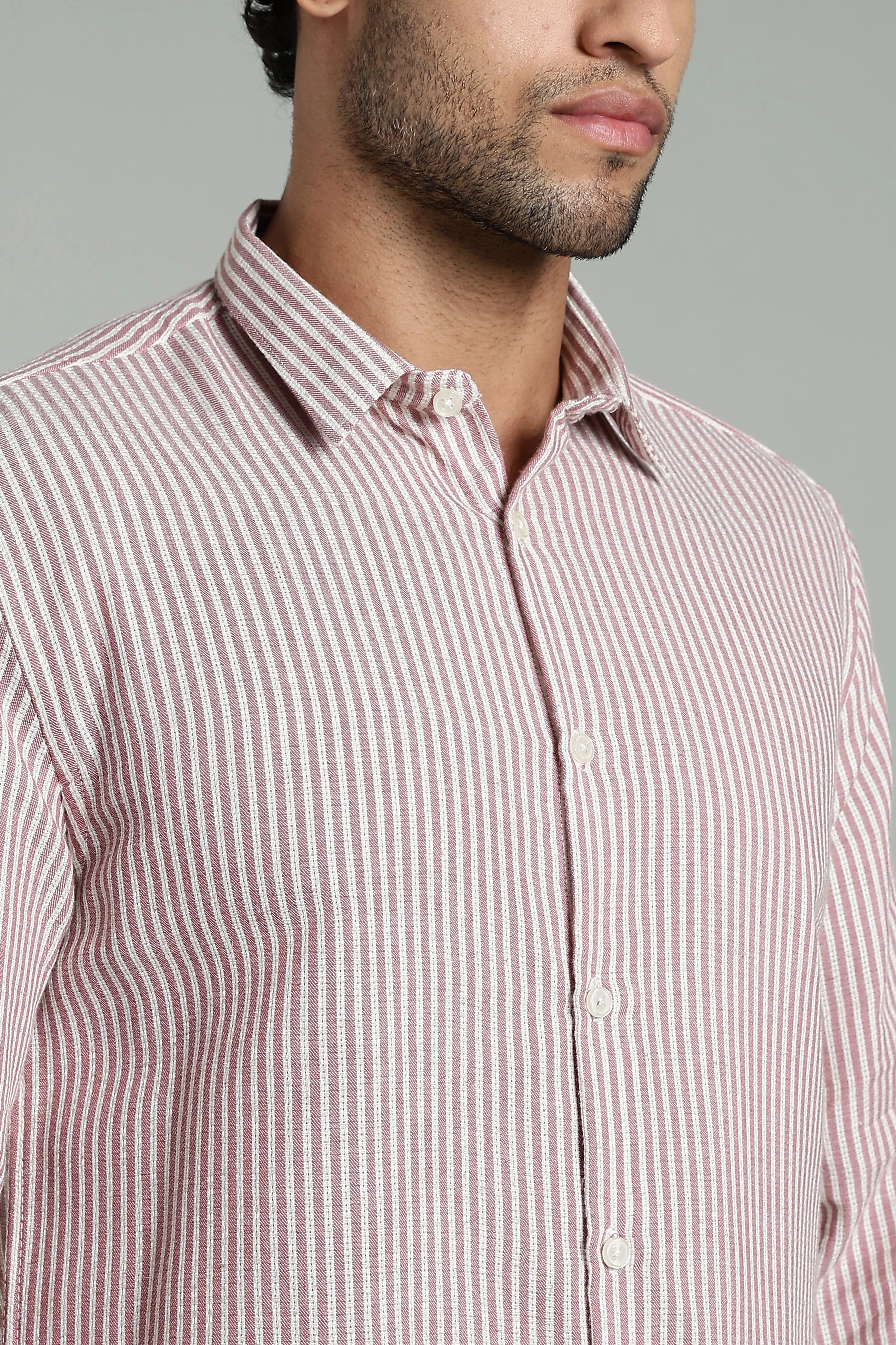 Men Looma Pink Stripes Shirt - Image 4