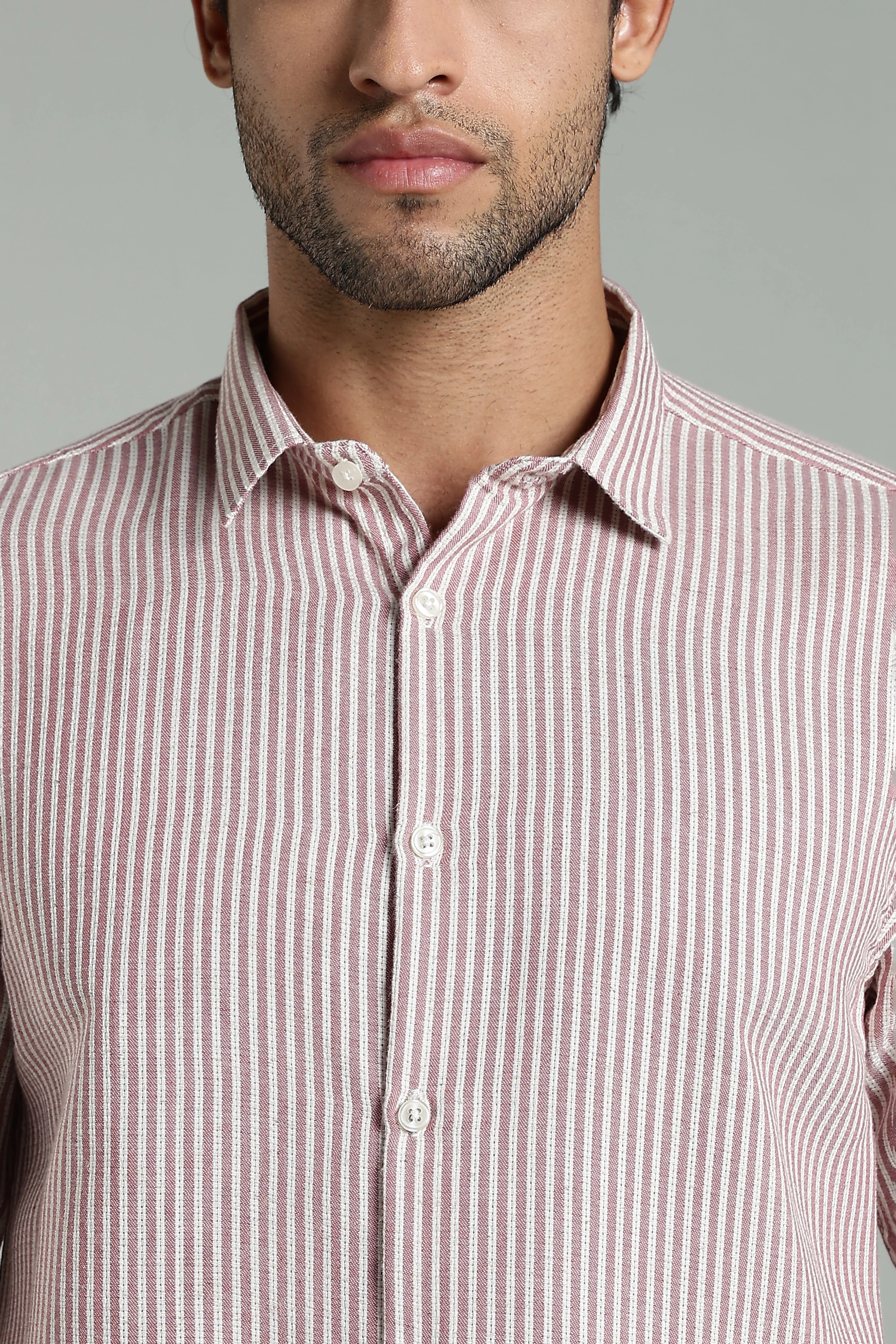 Men Looma Pink Stripes Shirt - Image 6