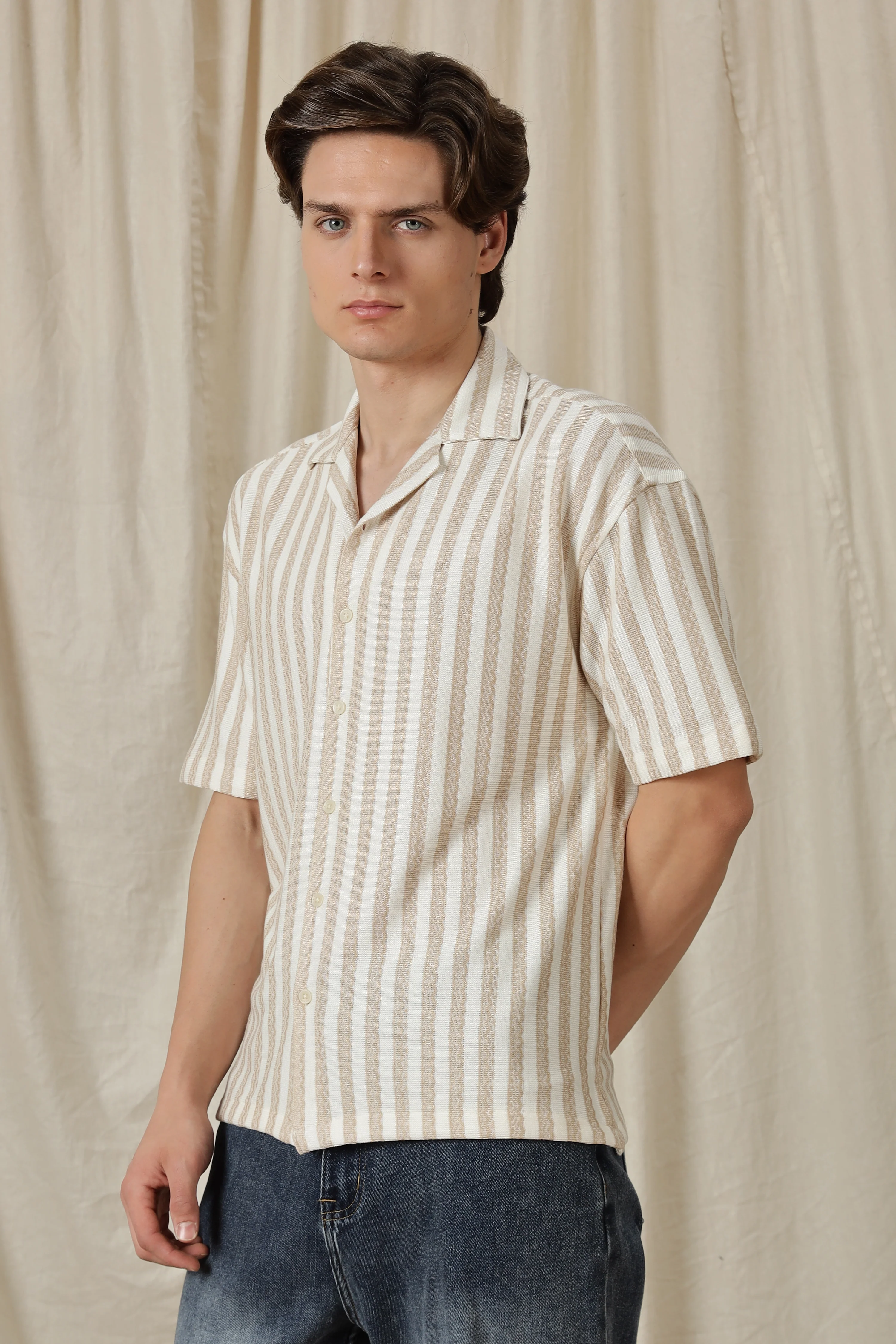 Men Loose Fit Textured Casual Shirt - Image 5