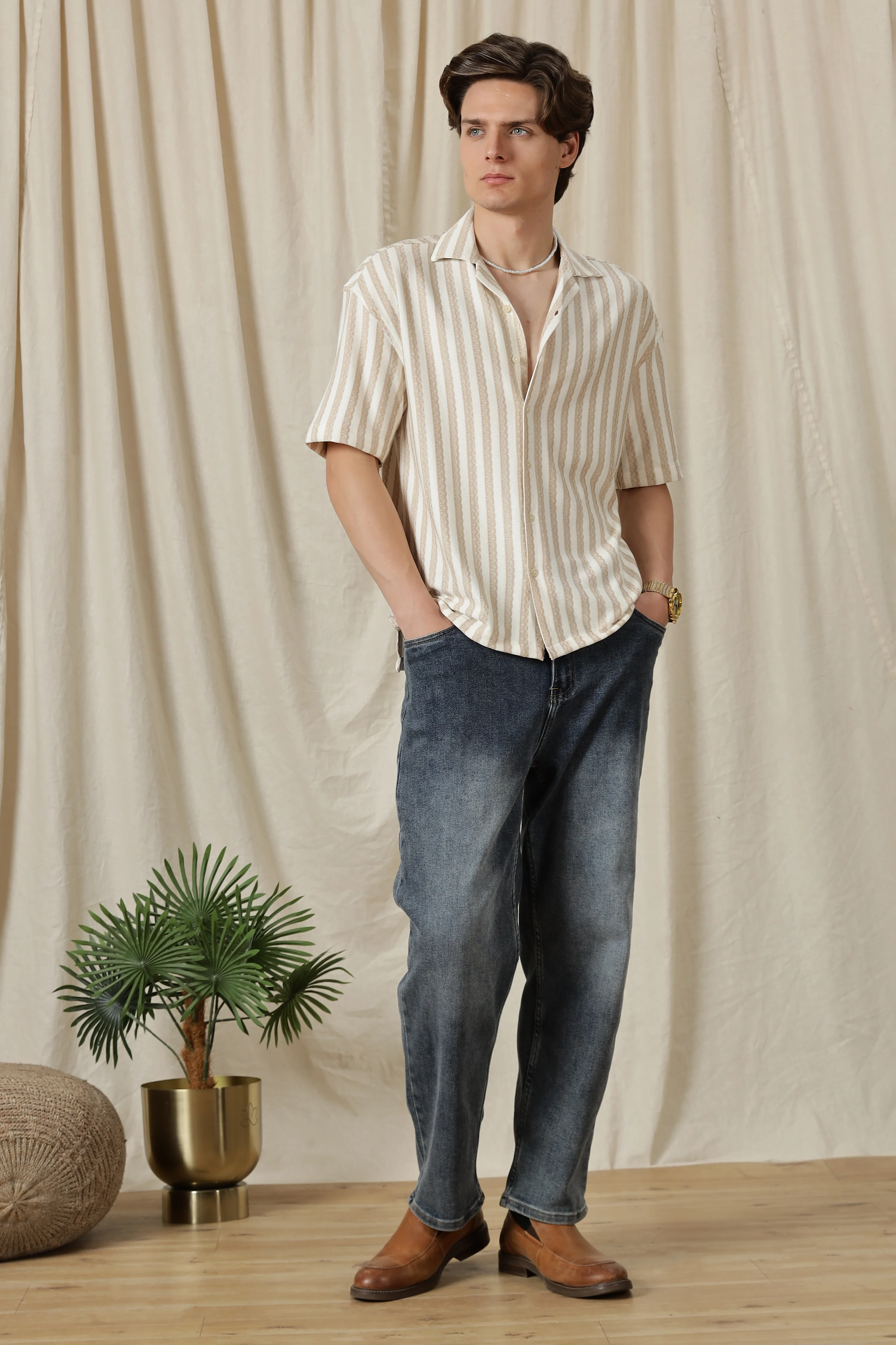 Men Loose Fit Textured Casual Shirt - Image 8
