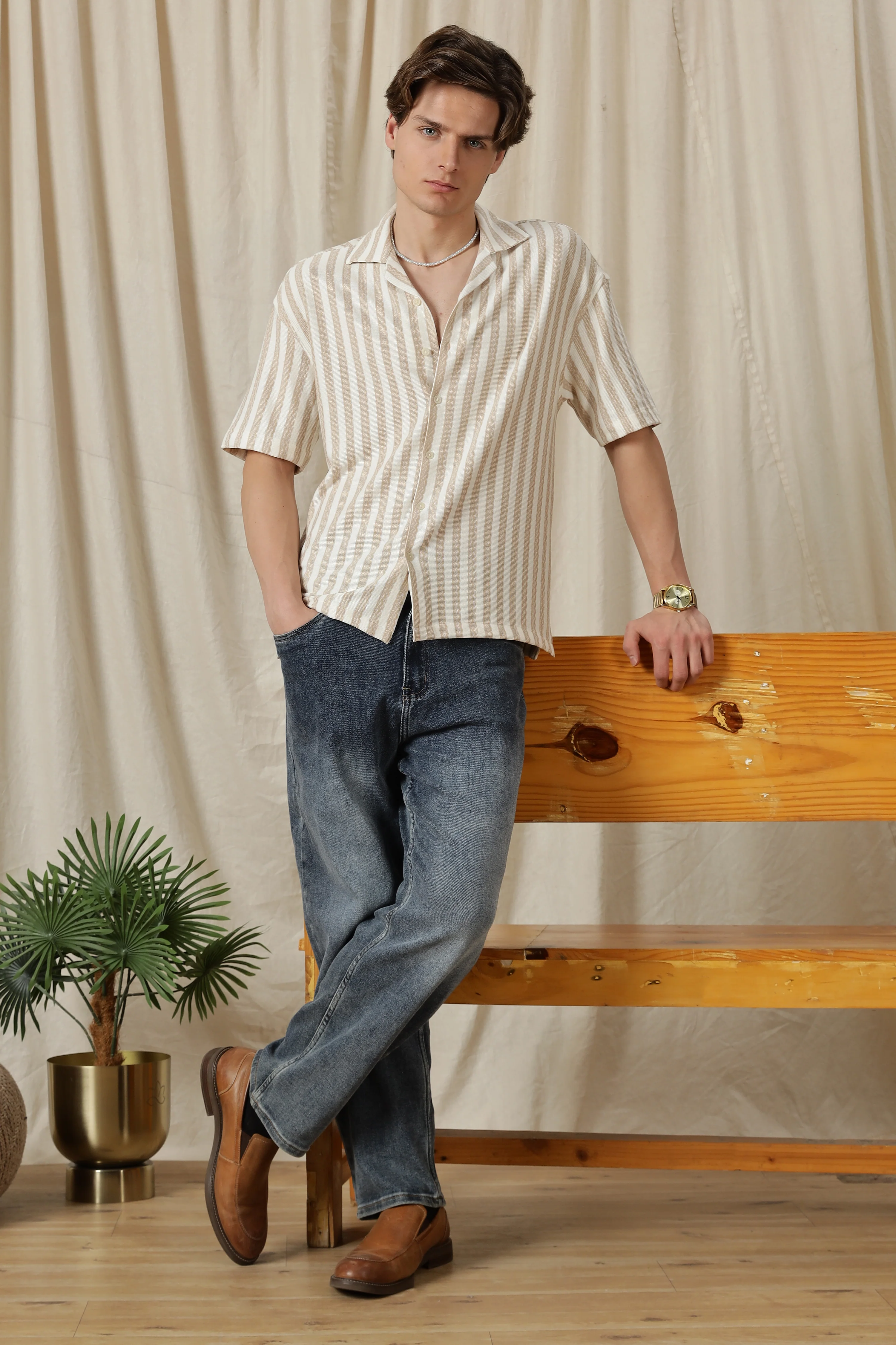 Men Loose Fit Textured Casual Shirt - Image 9