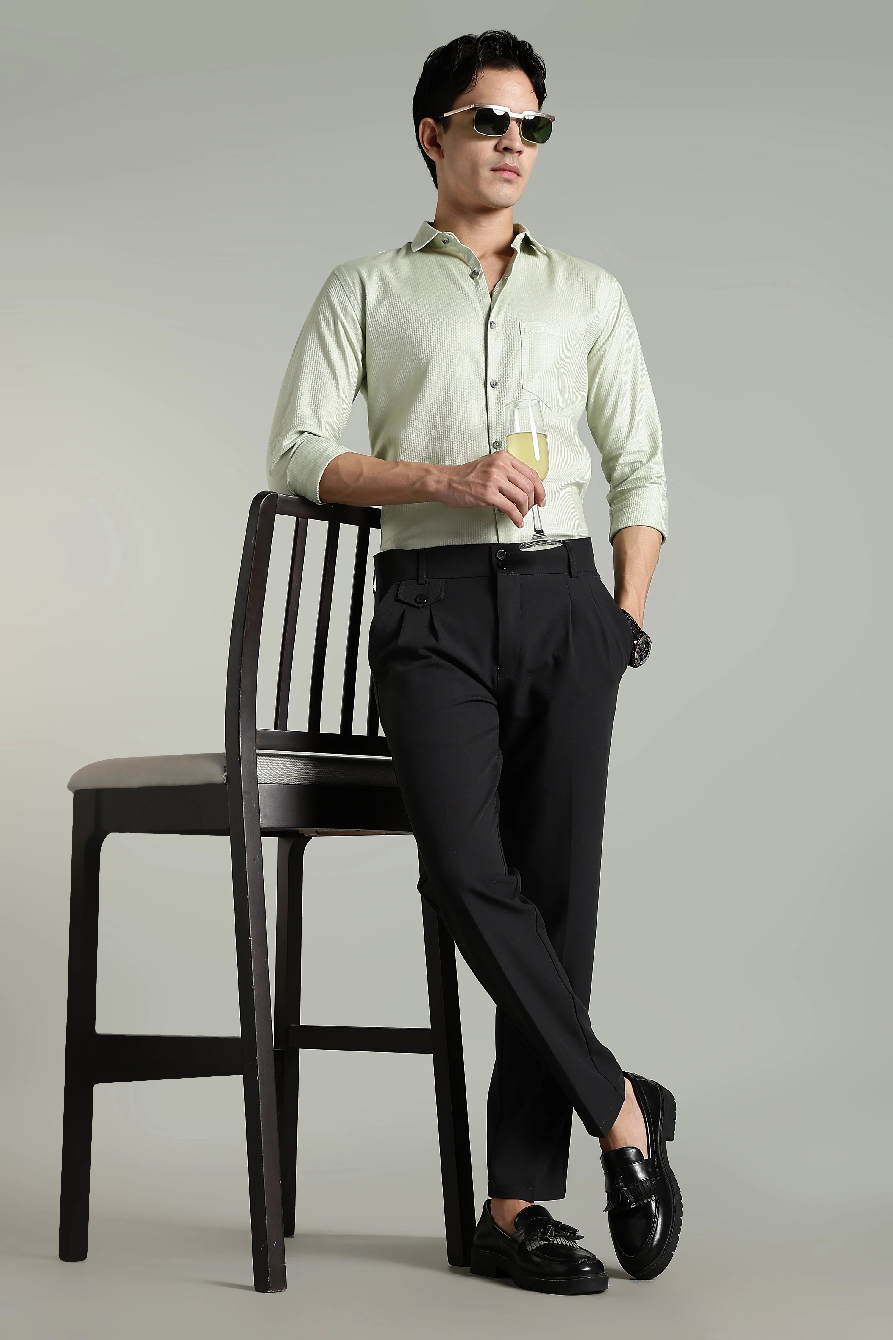 Men Lucent Charcoal Formal Pant - Image 5