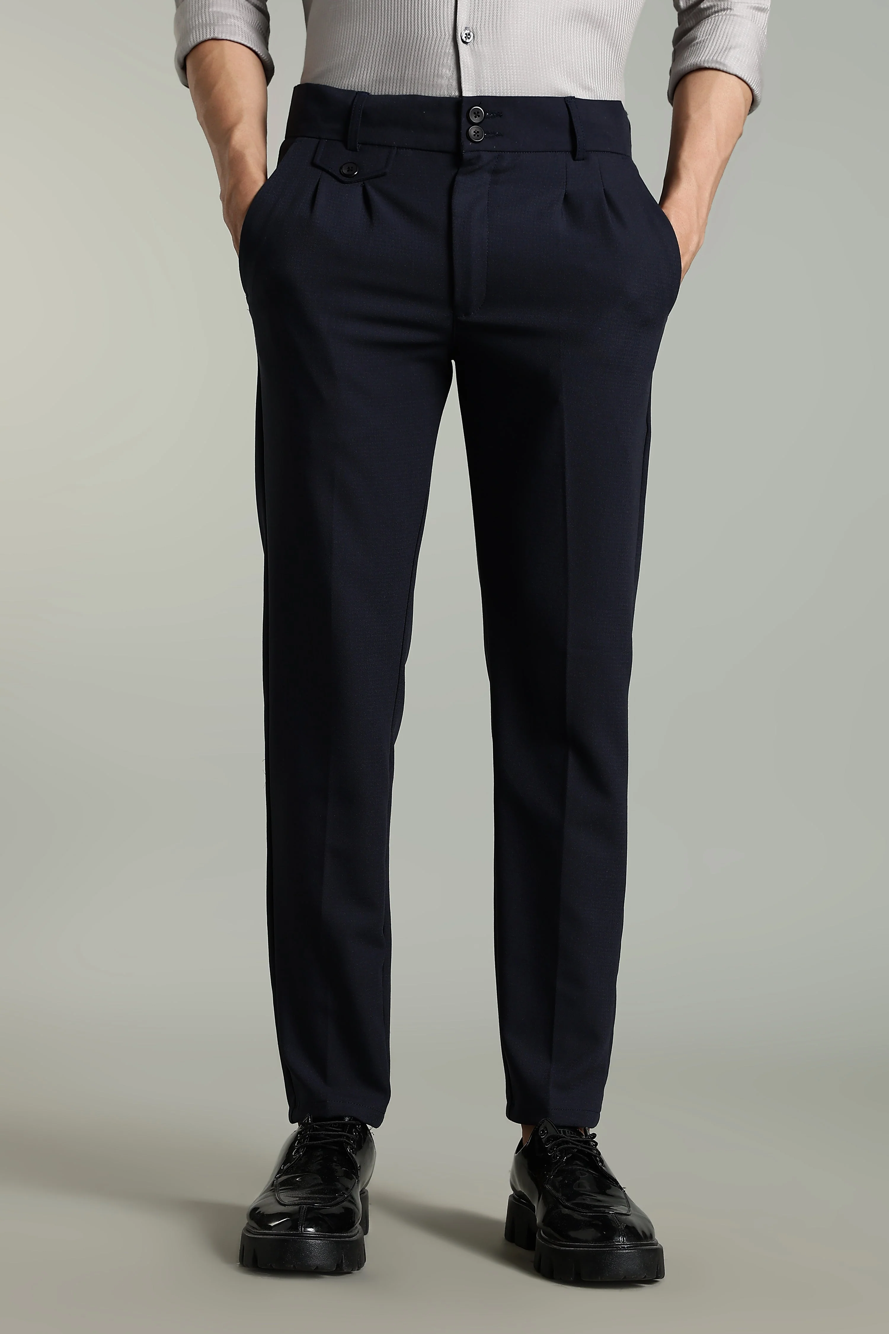 Men Lucent Navy Formal Pant
