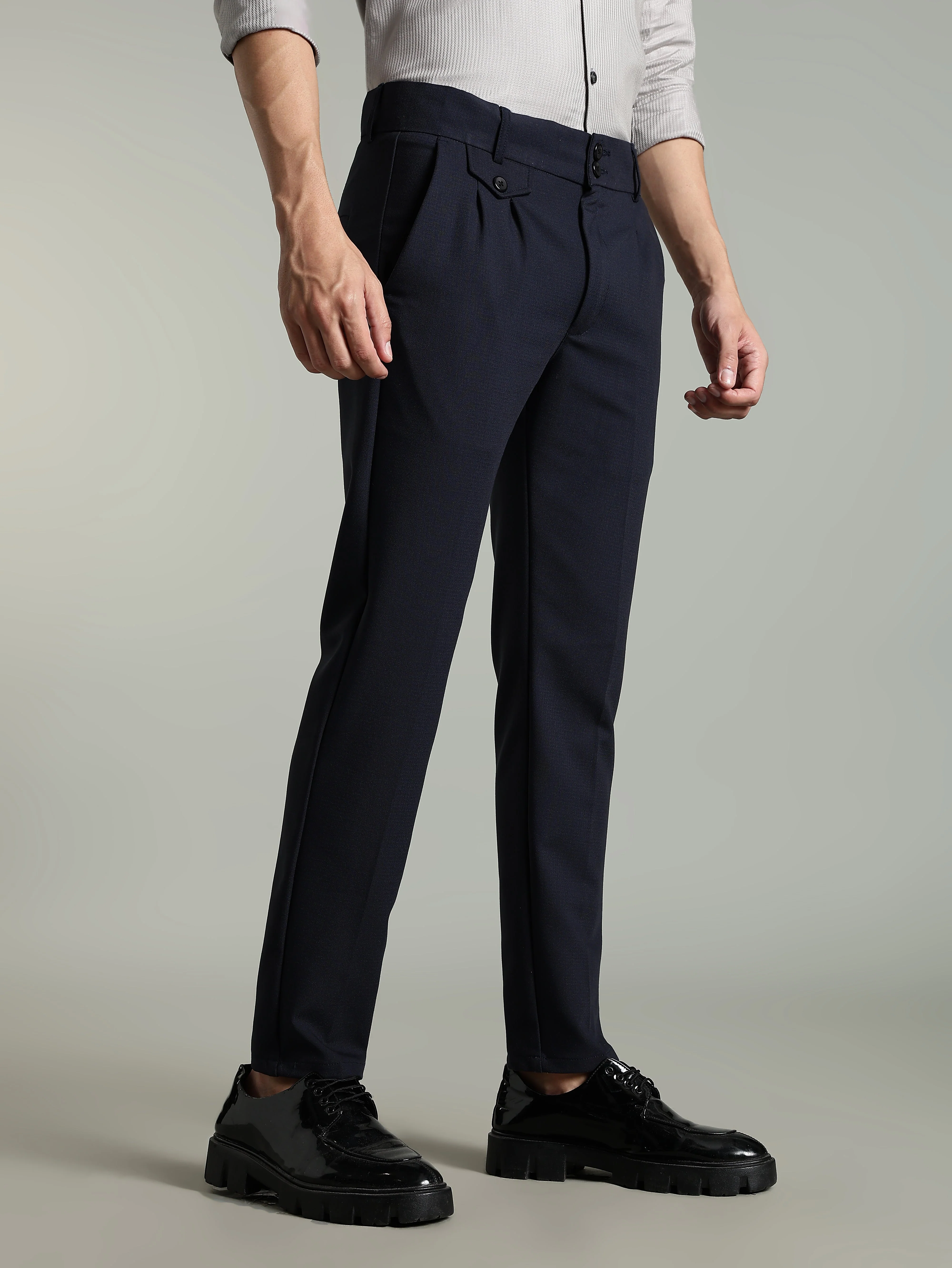 Men Lucent Navy Formal Pant - Image 3