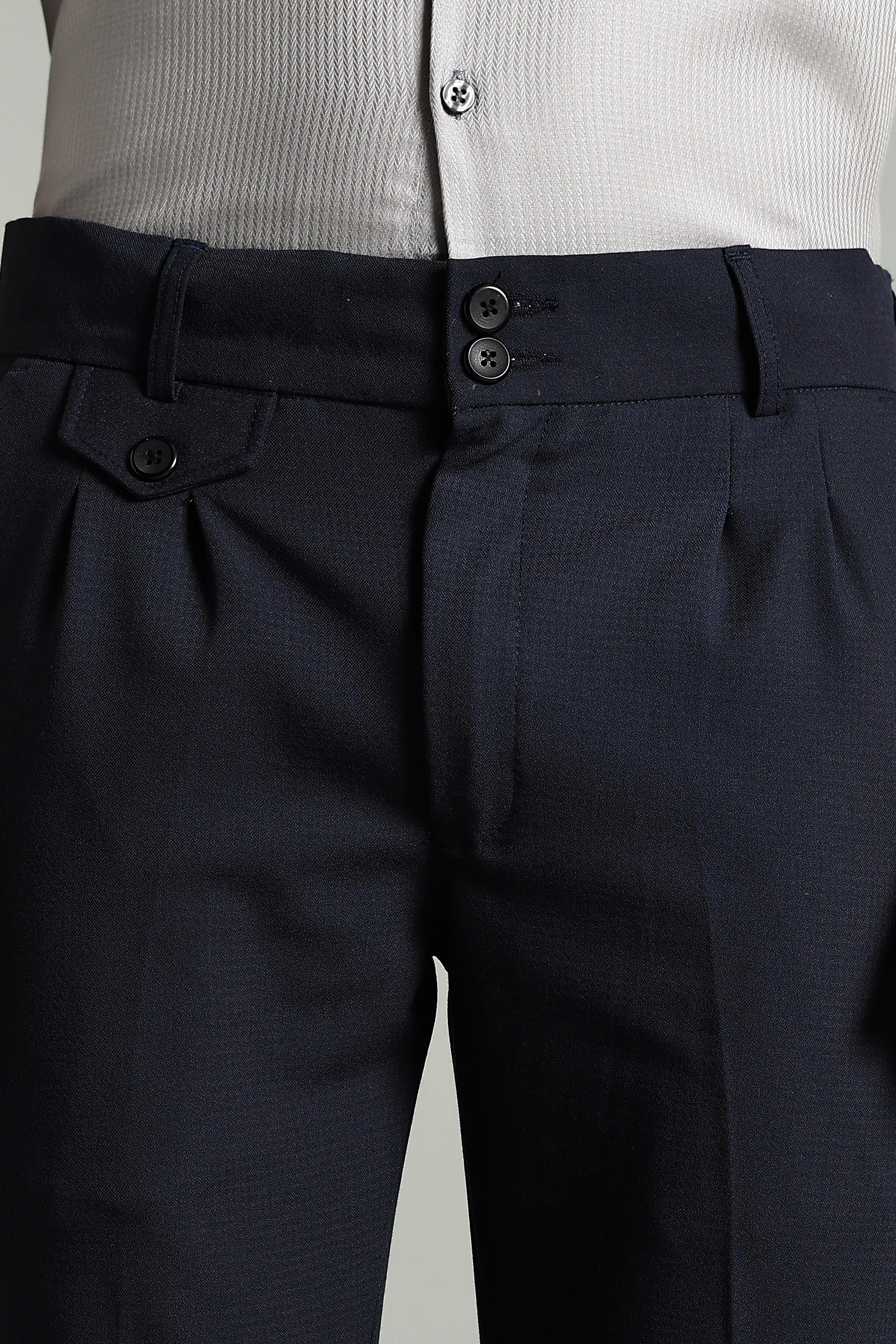 Men Lucent Navy Formal Pant - Image 4