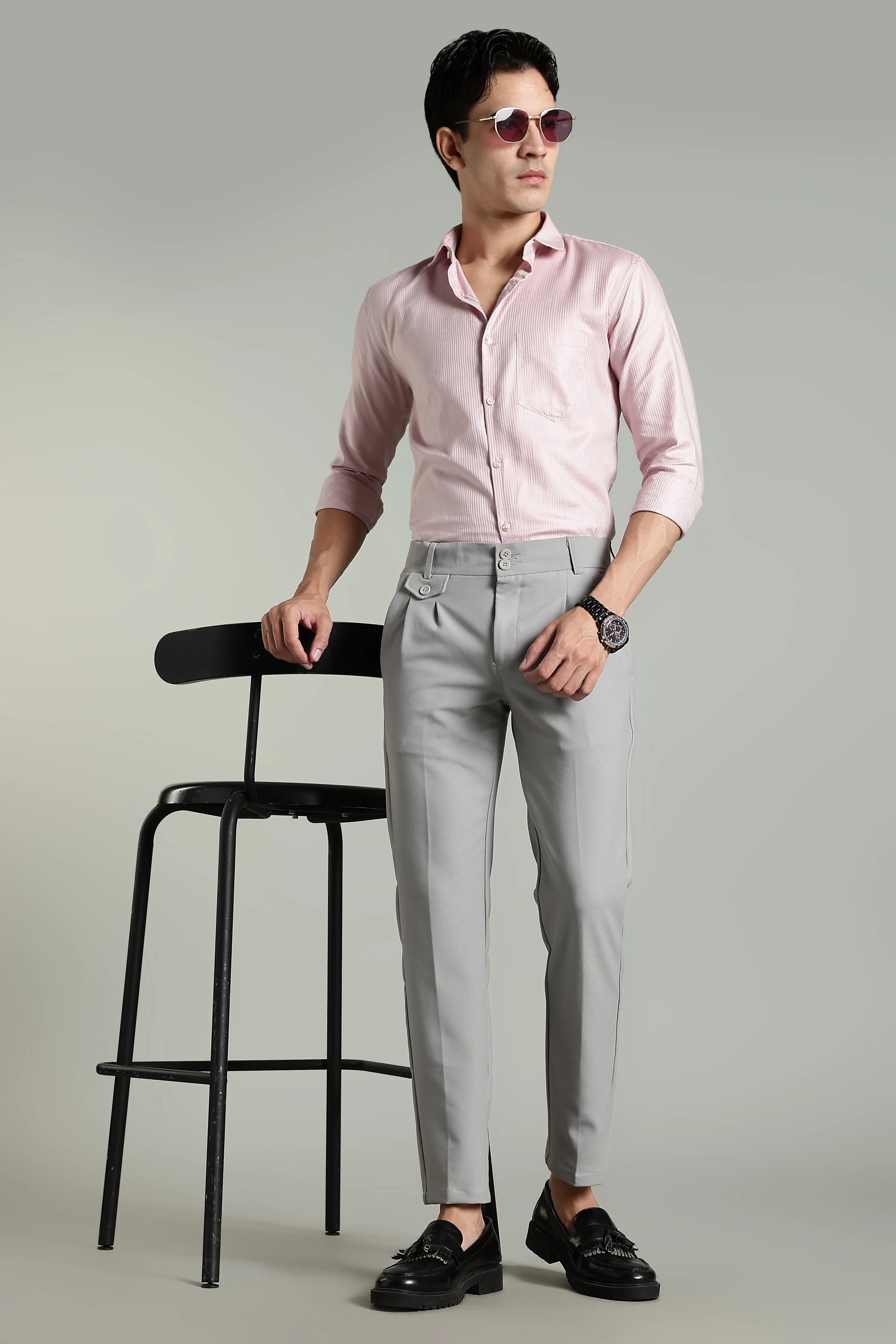 Men Lucent Silver Formal Pant - Image 5