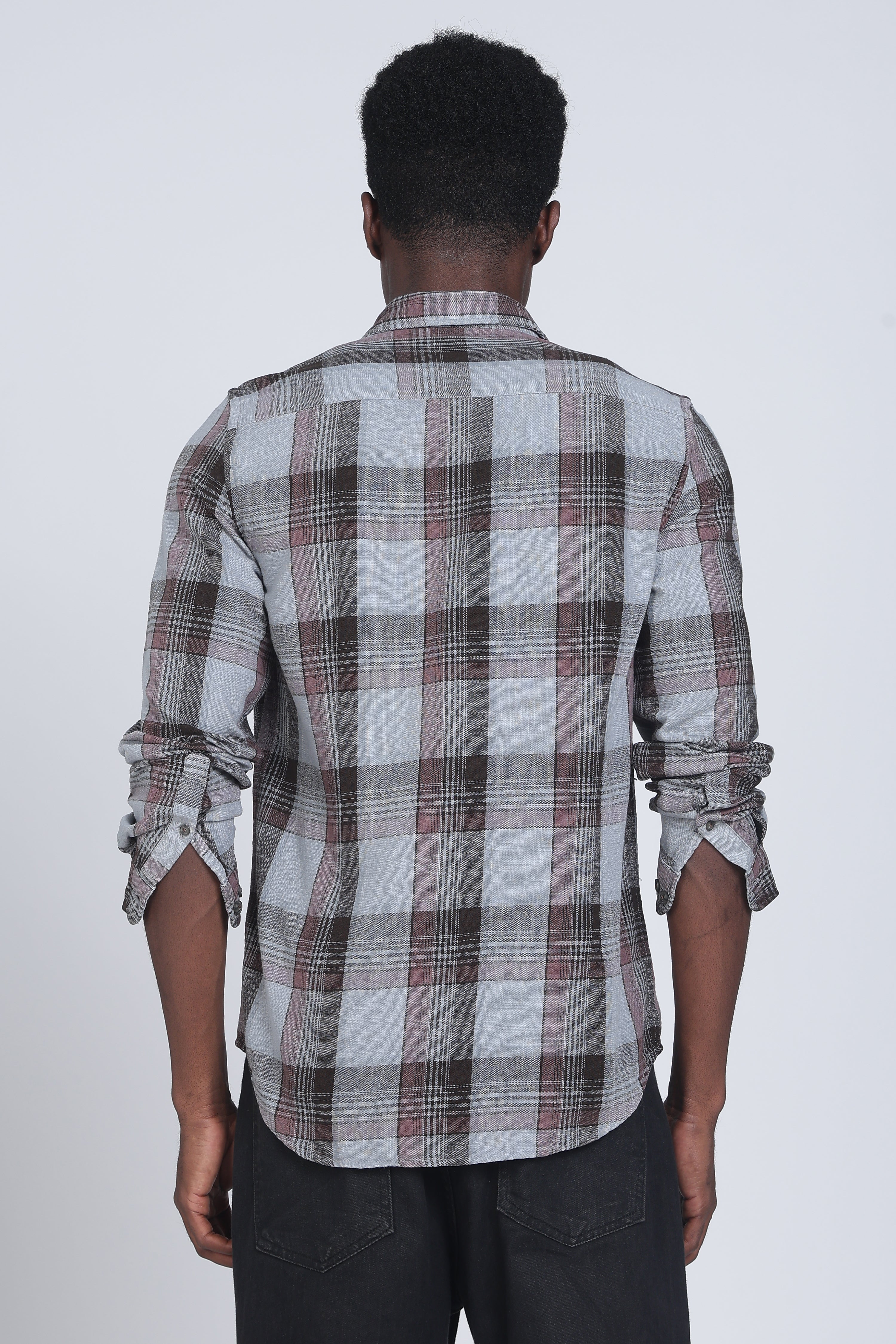 Men Lucifer Overdyed Cotton Check Shirt - Image 2