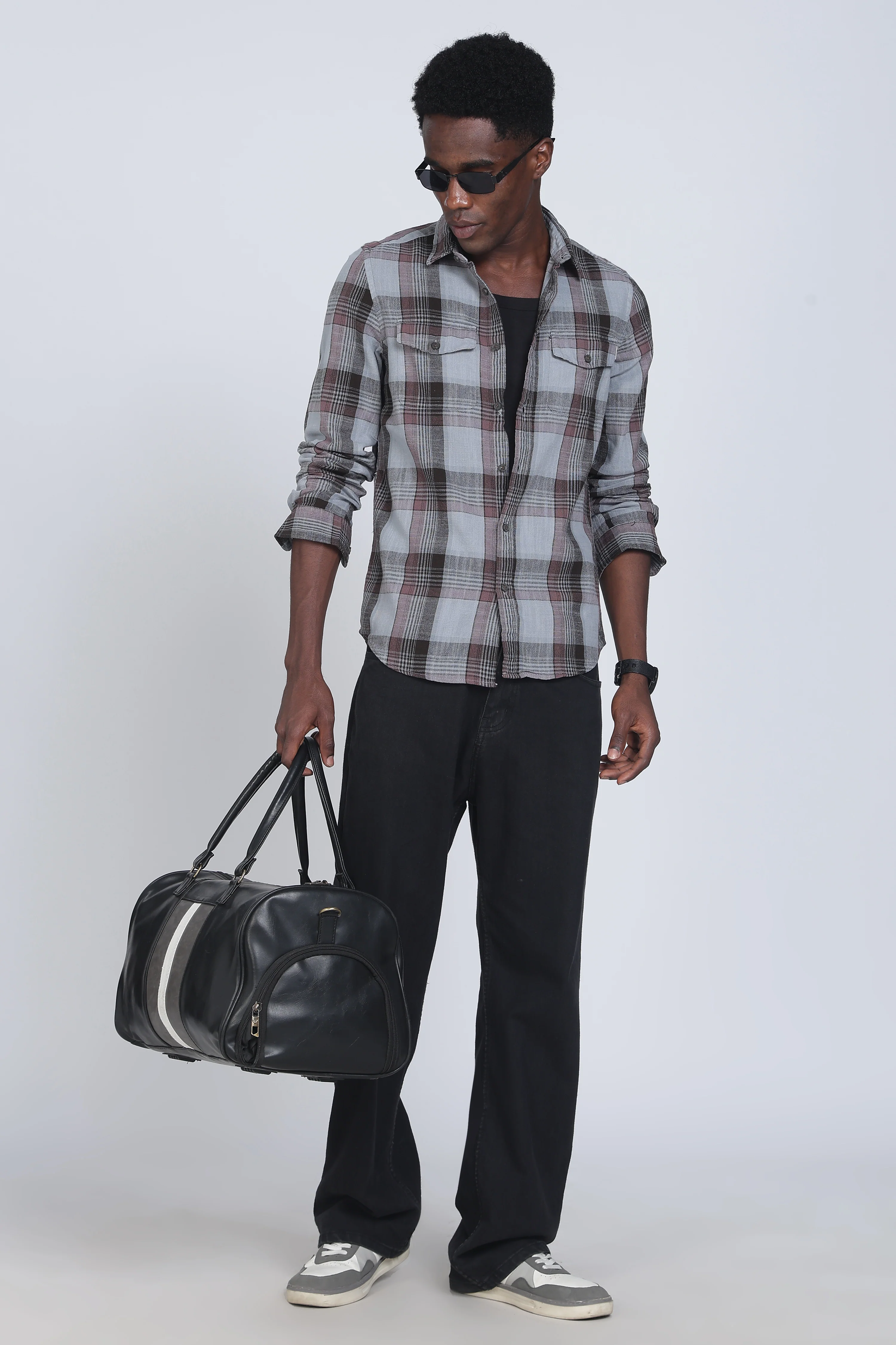 Men Lucifer Overdyed Cotton Check Shirt - Image 7