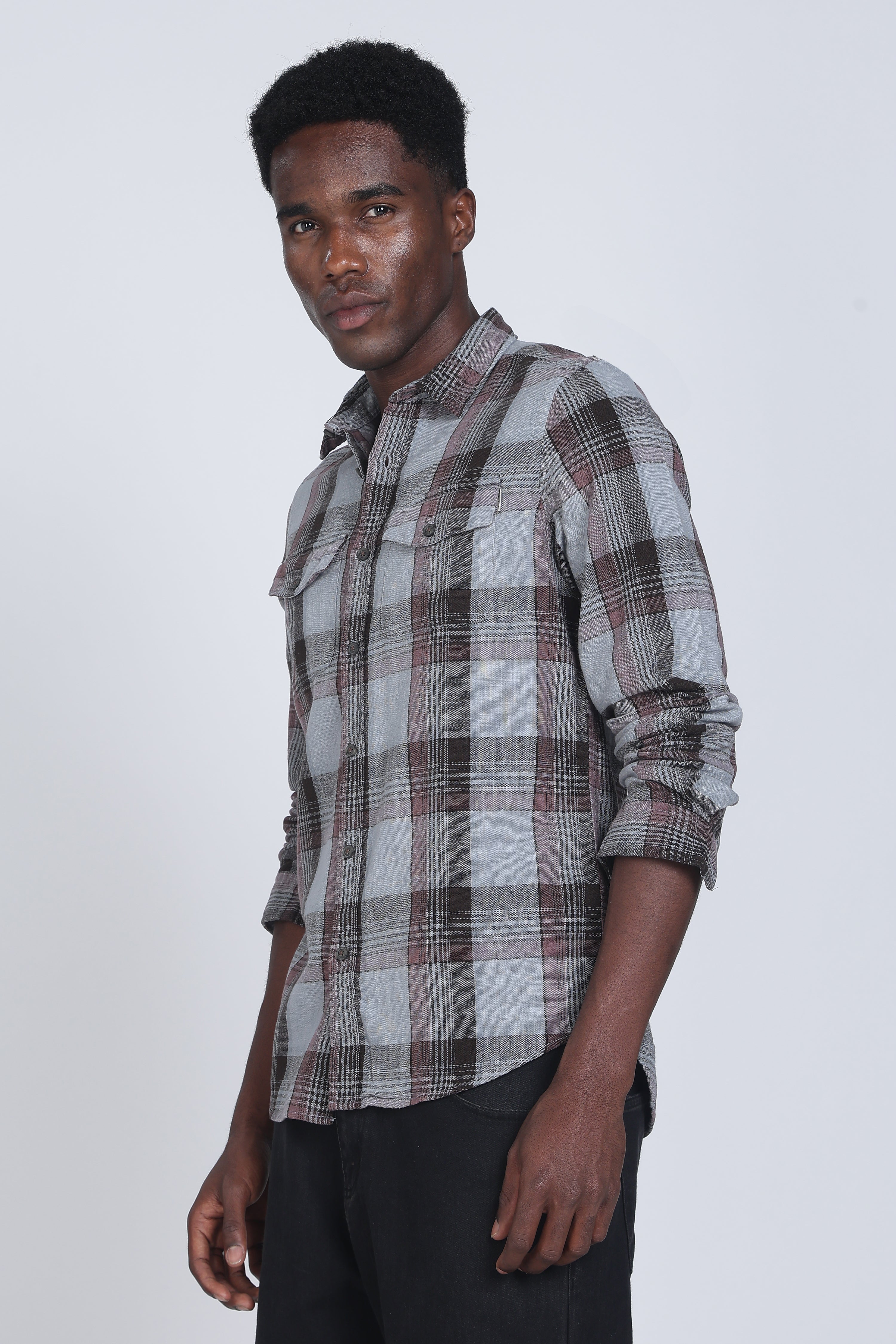 Men Lucifer Overdyed Cotton Check Shirt - Image 8