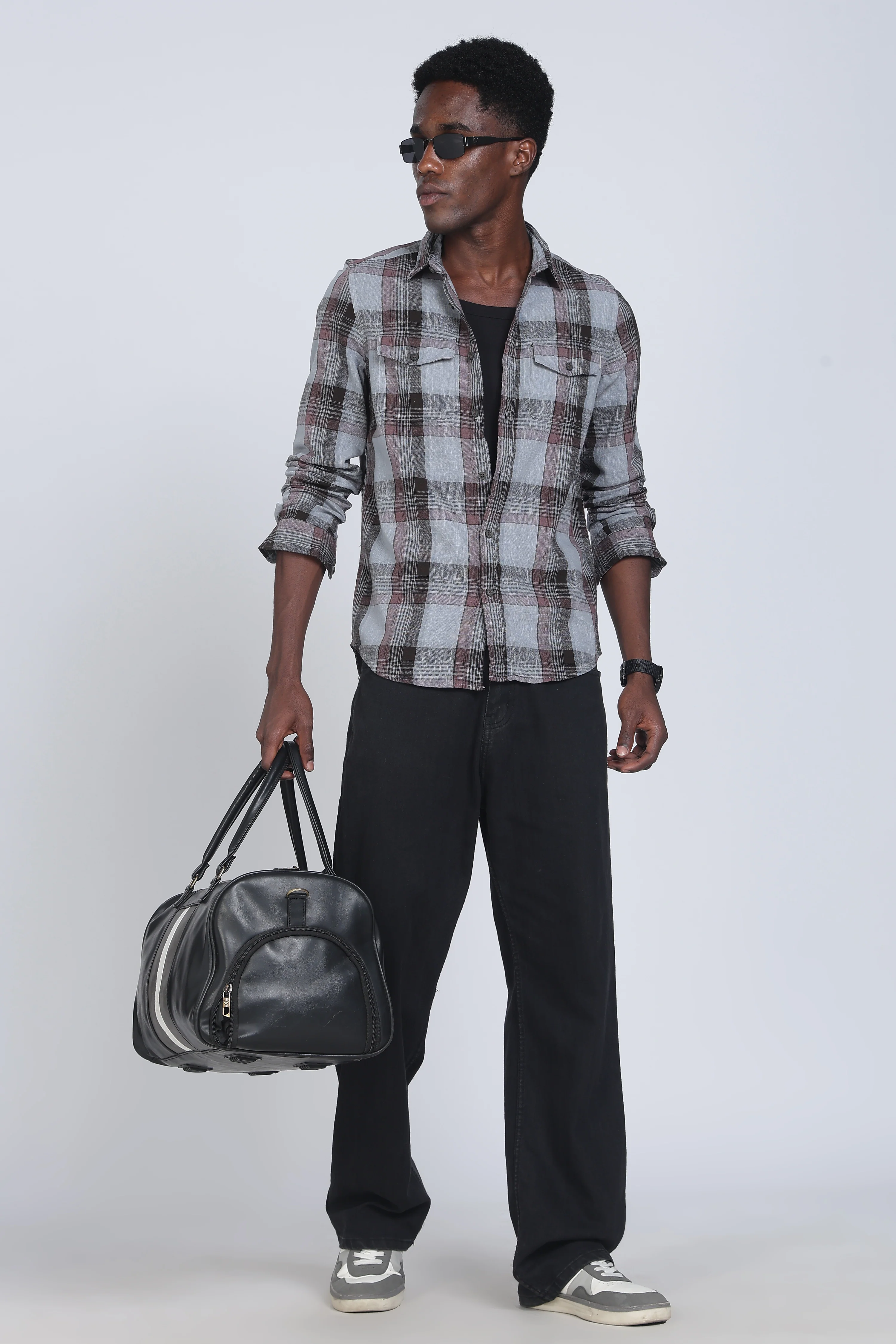 Men Lucifer Overdyed Cotton Check Shirt - Image 9
