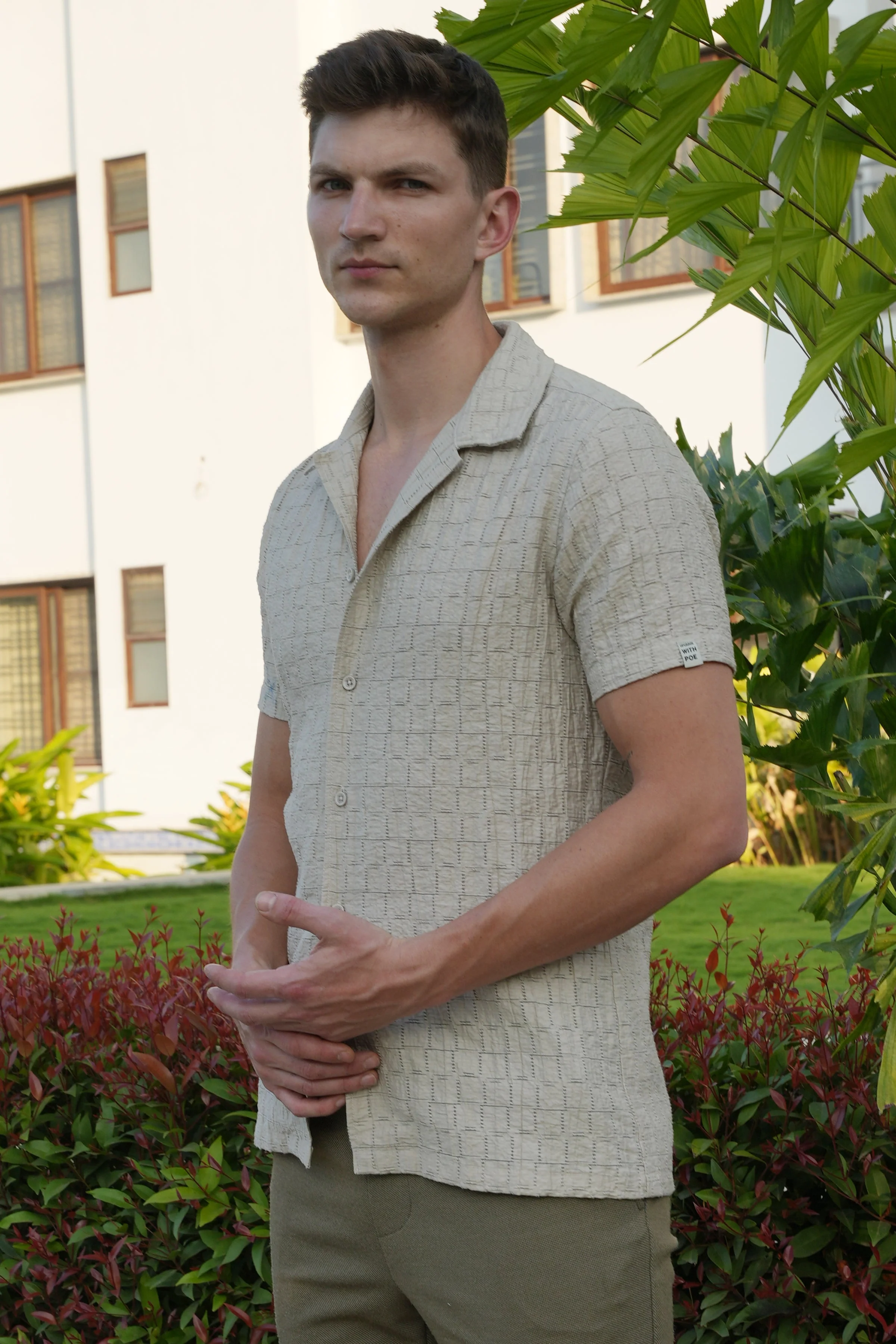 Men Lucky Crotchet Shirt Beige Vibe - Image 2