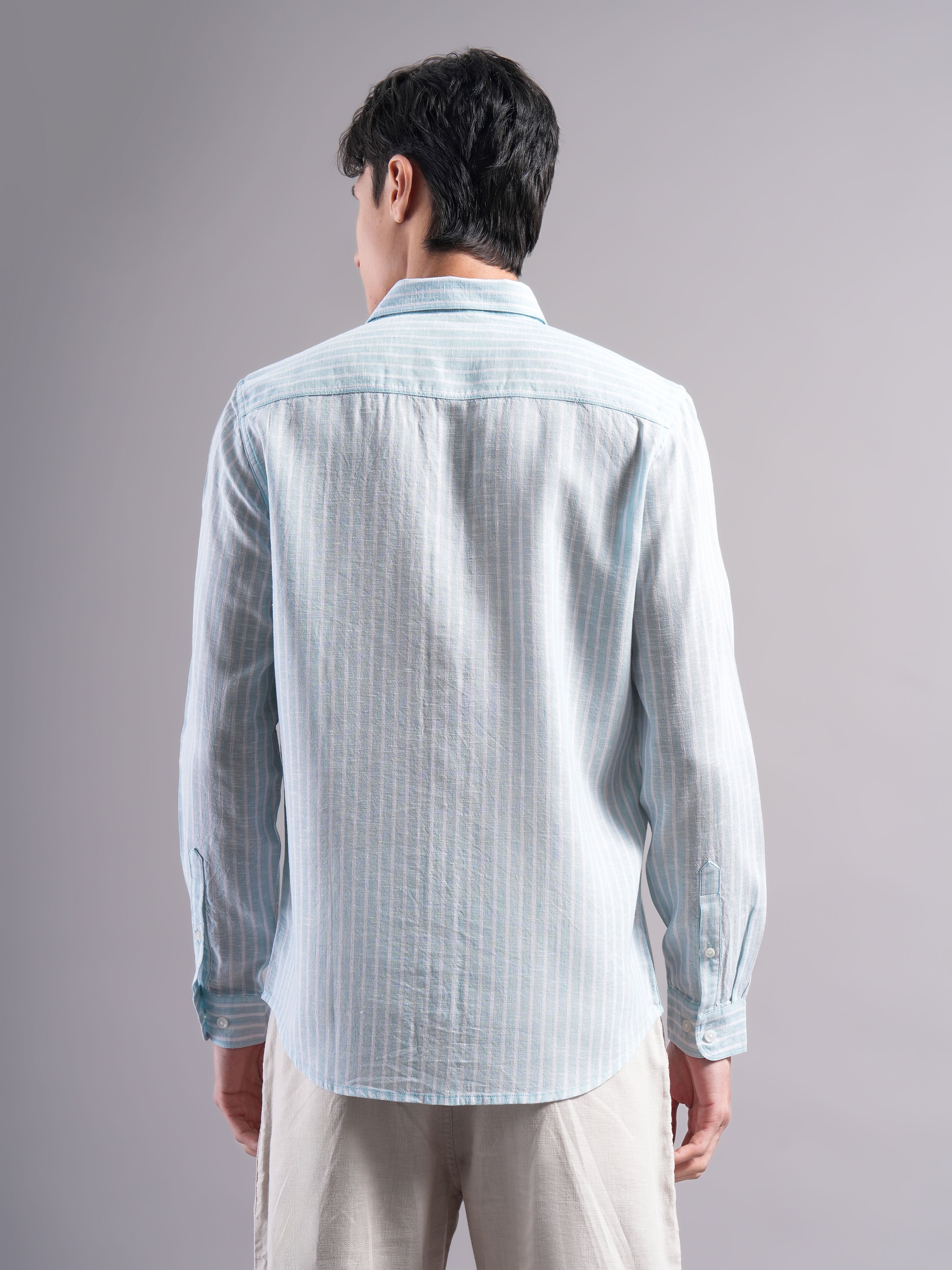 Men Lyocell Striped Shirts - Image 2