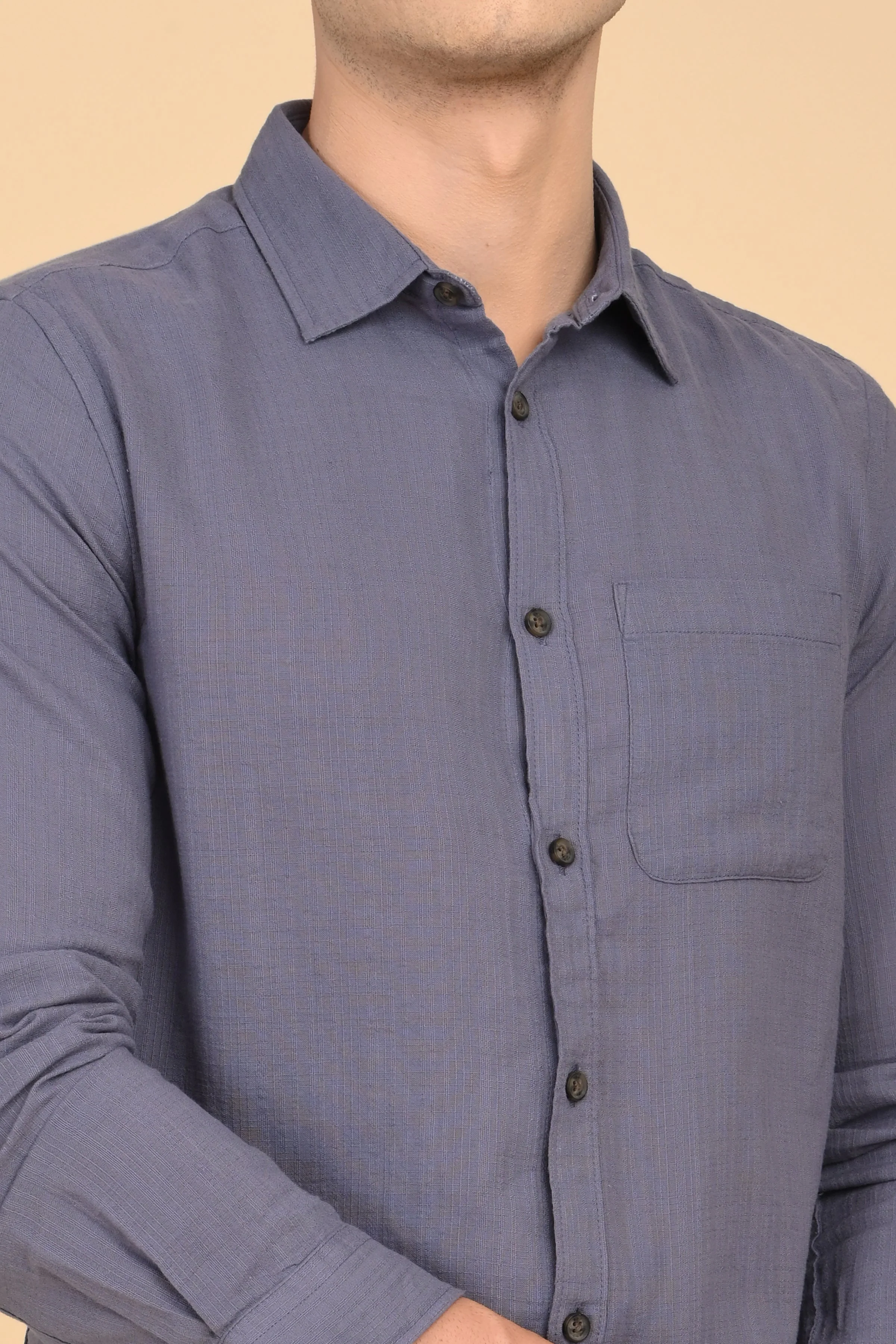Men Mac Minimal Dobby Solid Shirt Lavender - Image 5