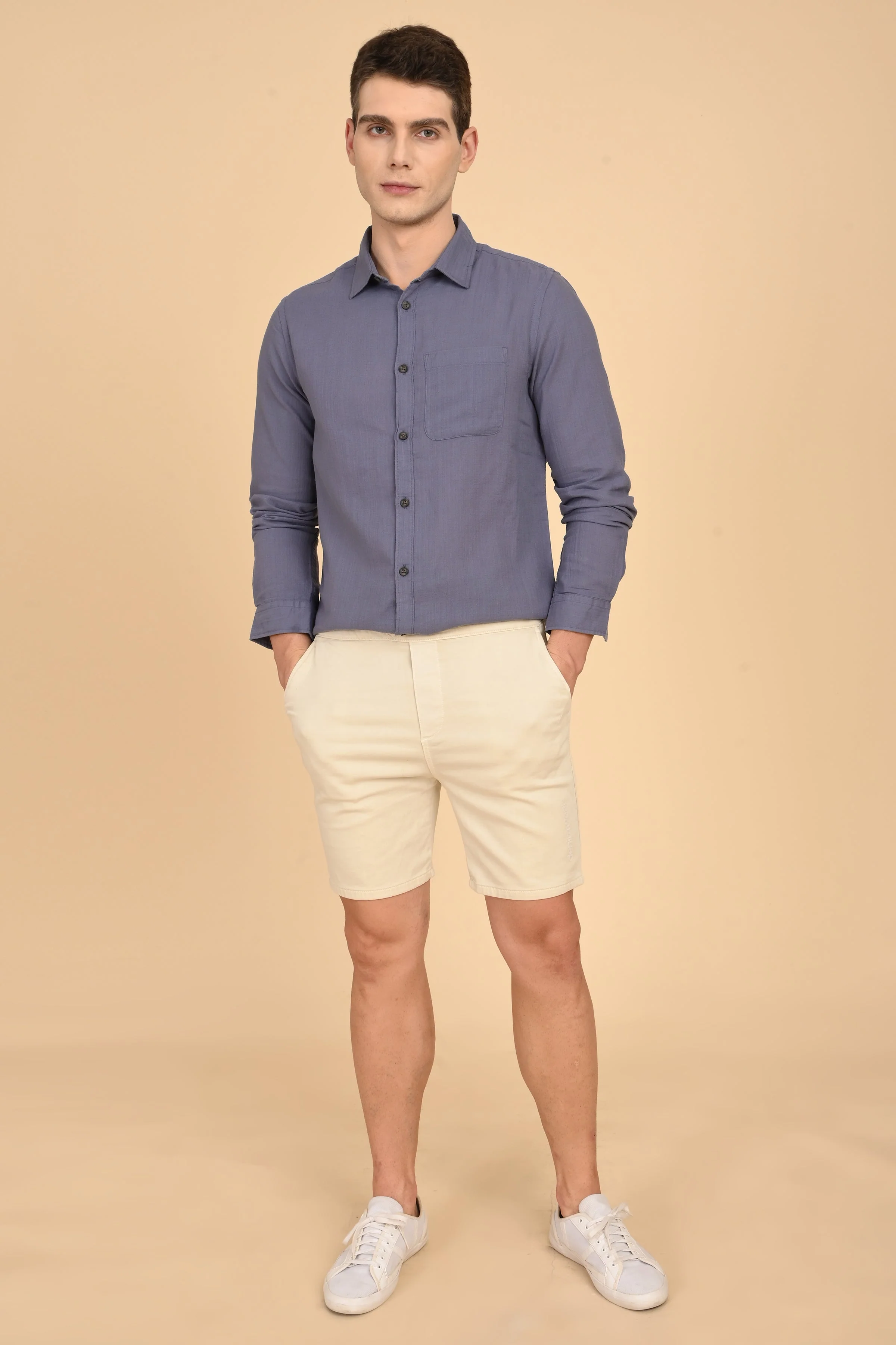 Men Mac Minimal Dobby Solid Shirt Lavender - Image 6