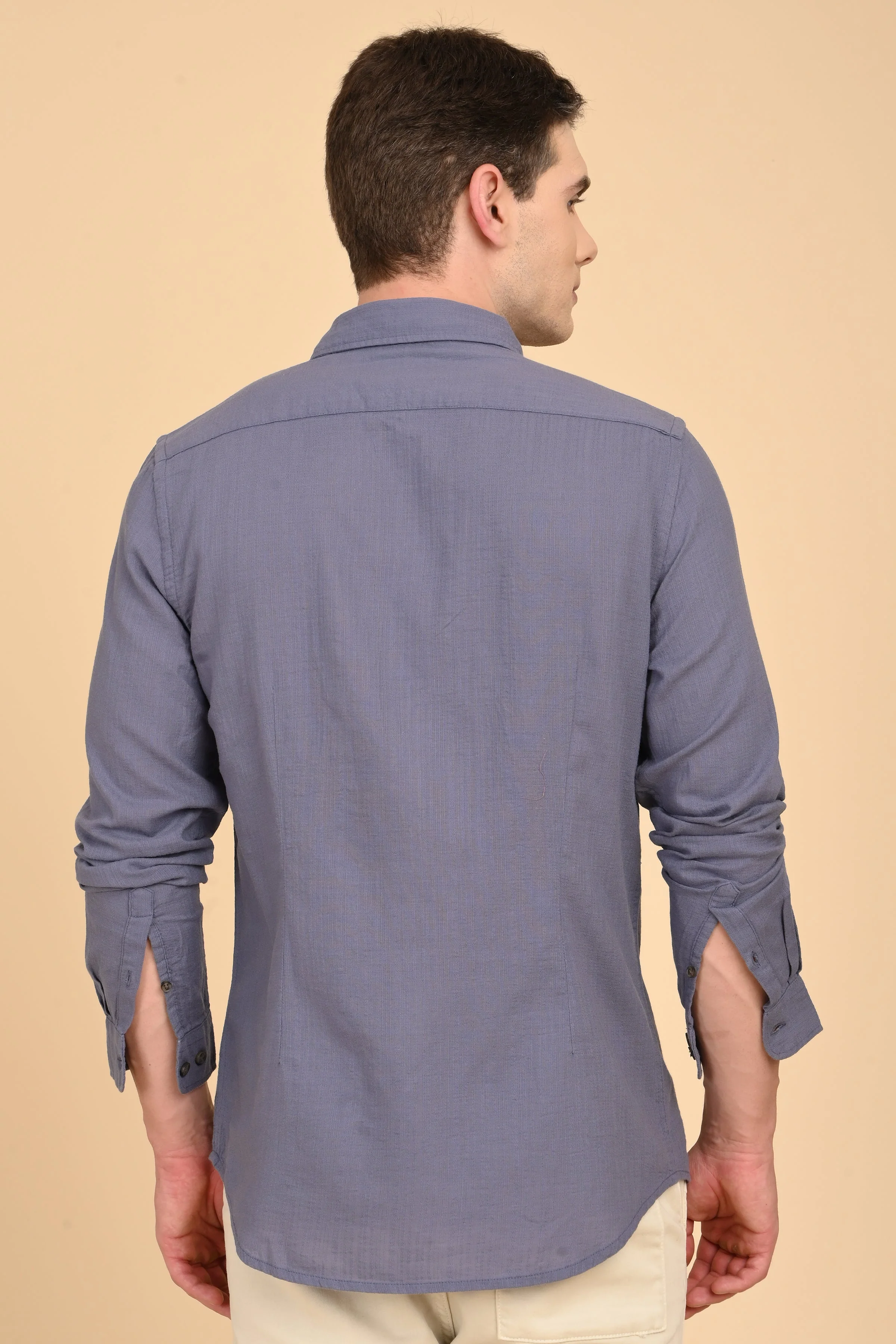 Men Mac Minimal Dobby Solid Shirt Lavender - Image 7