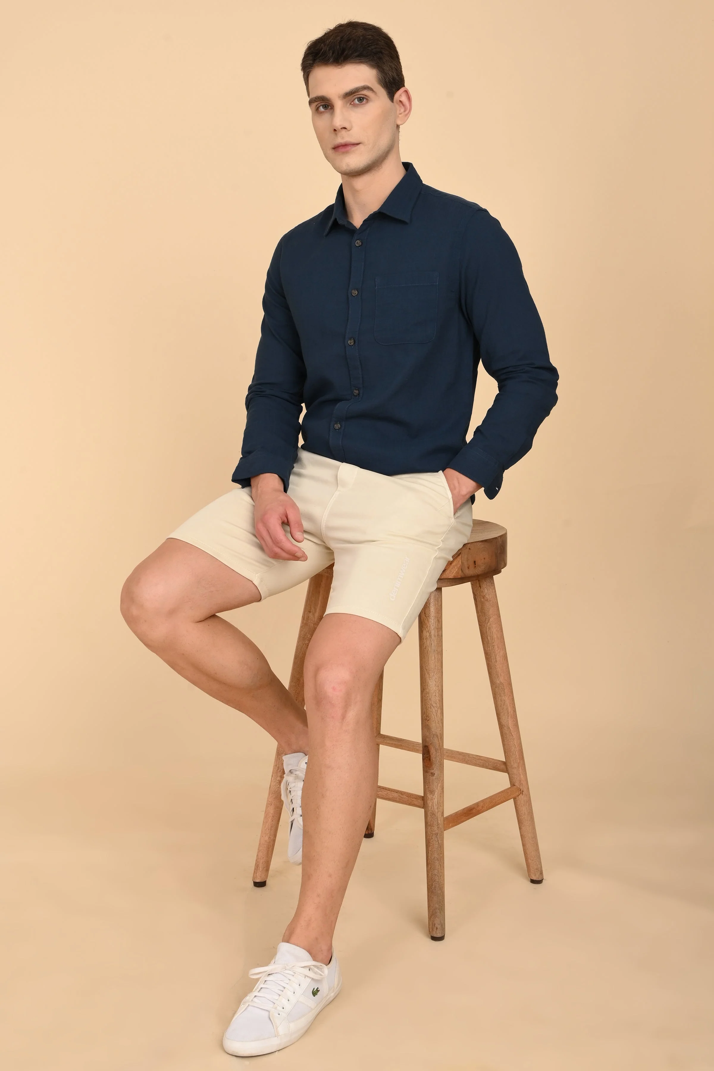 Men Mac Minimal Dobby Solid Shirt Navy - Image 6