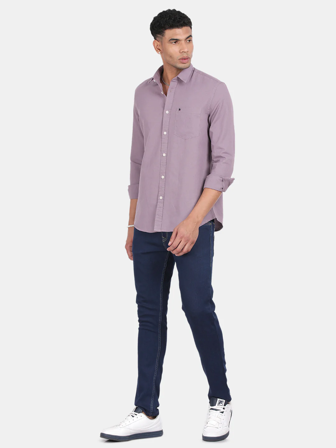 Men Magenta Slim Fit Spread Collar Full Sleeve Casual Shirt - Image 3