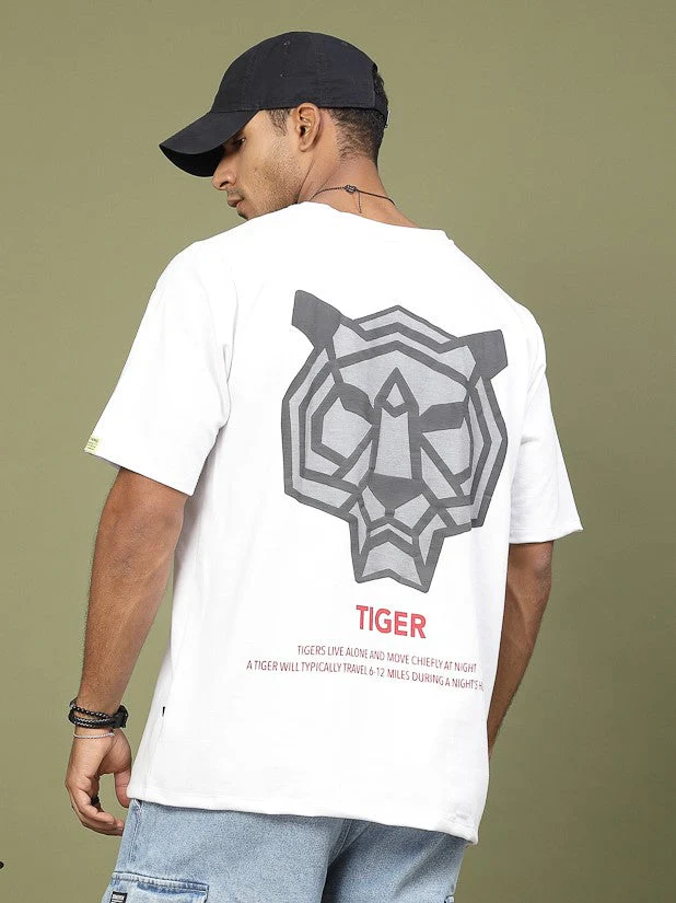 Men Majestic Tiger Puff Print Oversized TShirt - Image 2