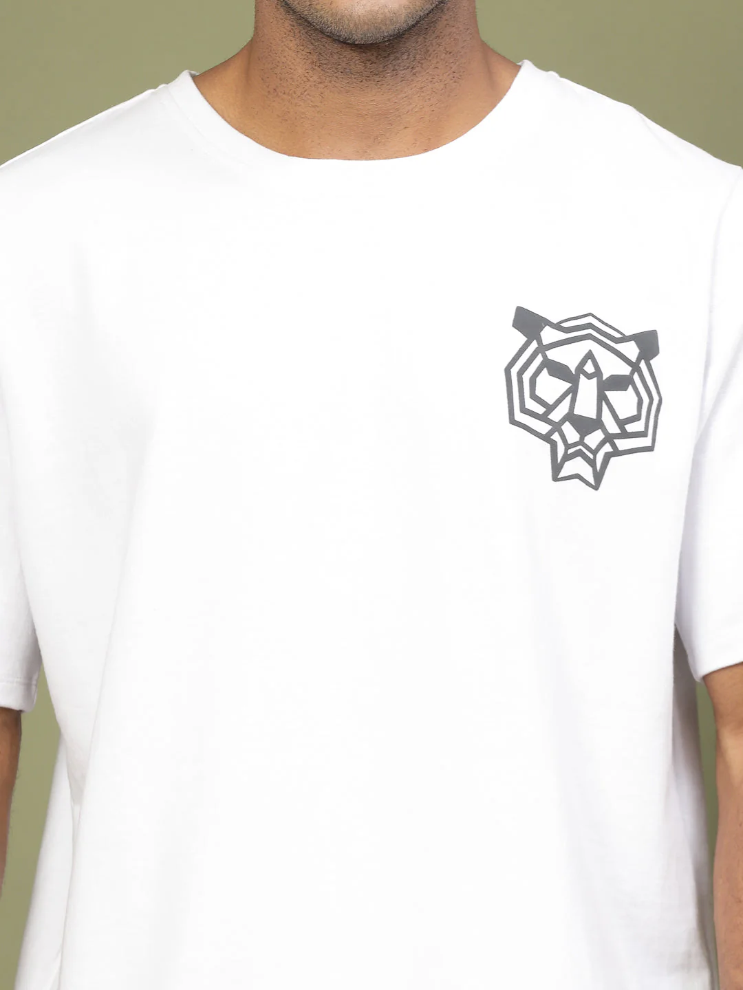 Men Majestic Tiger Puff Print Oversized TShirt - Image 3