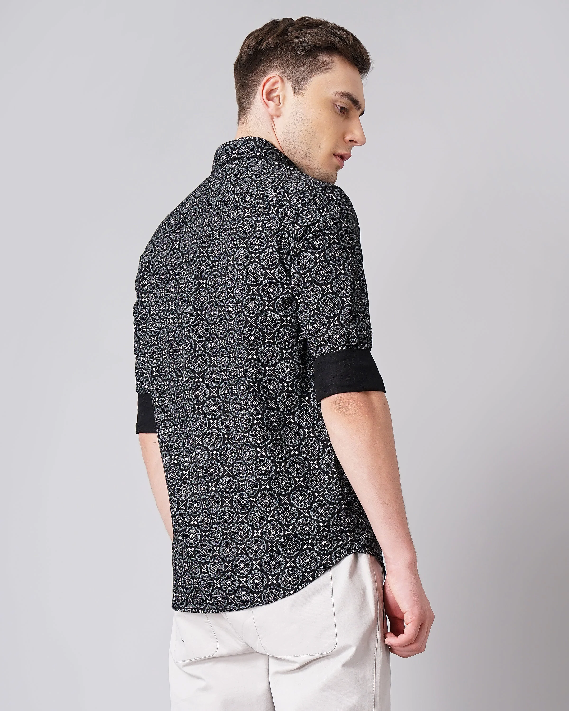 Men Mandala Black Printed Shirt - Image 3
