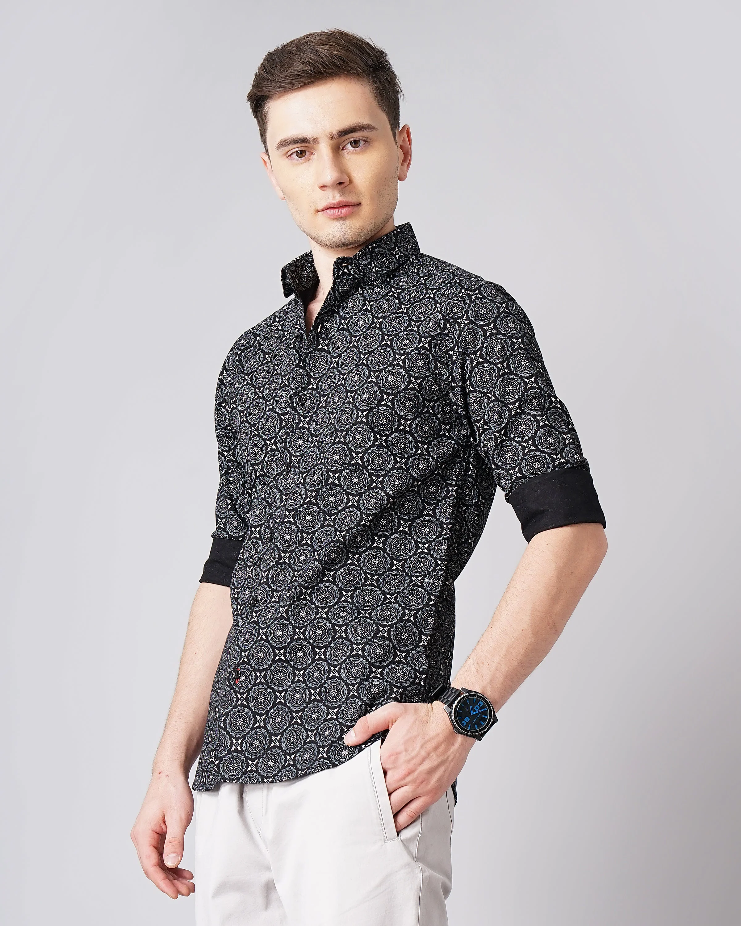 Men Mandala Black Printed Shirt - Image 4