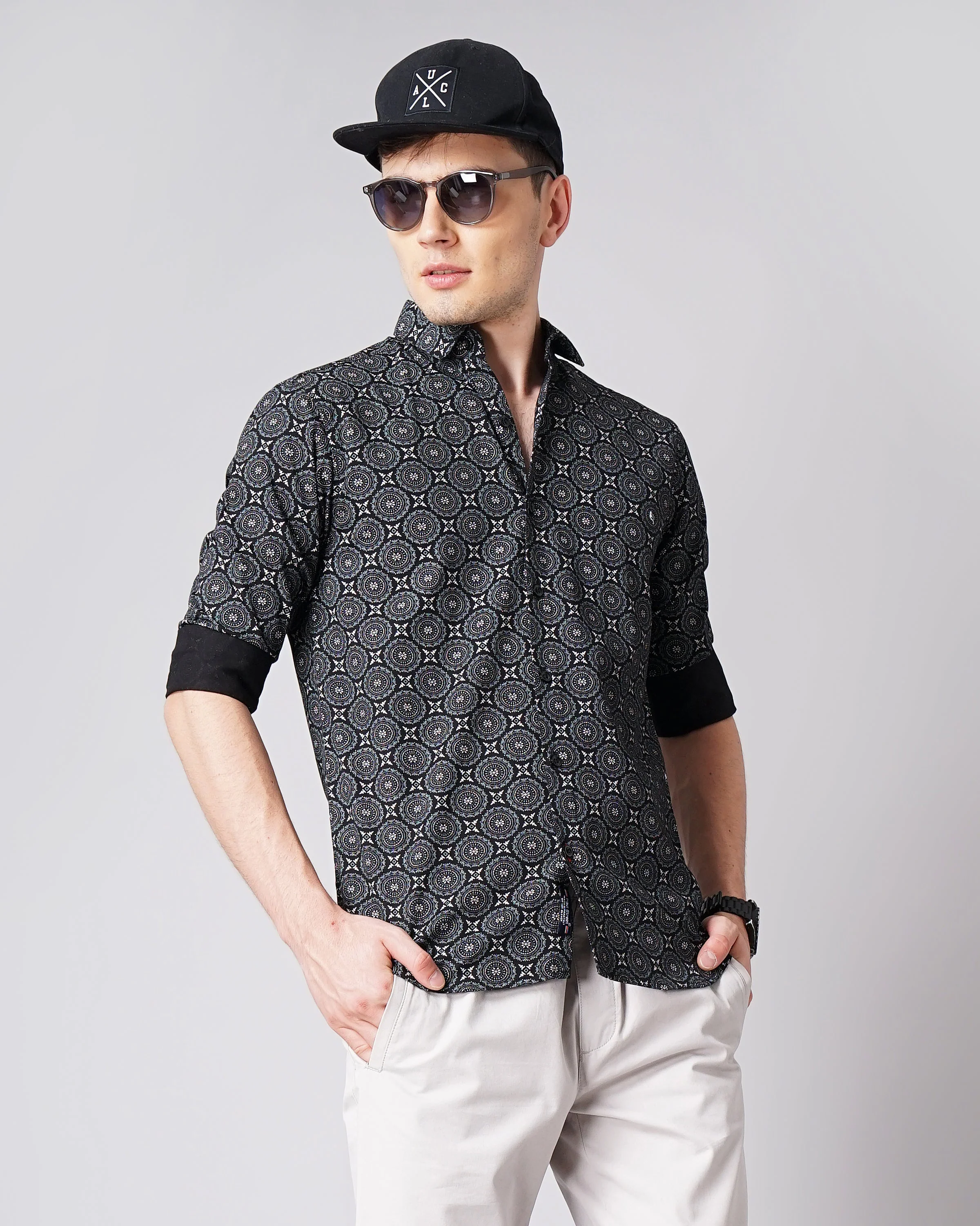 Men Mandala Black Printed Shirt - Image 5