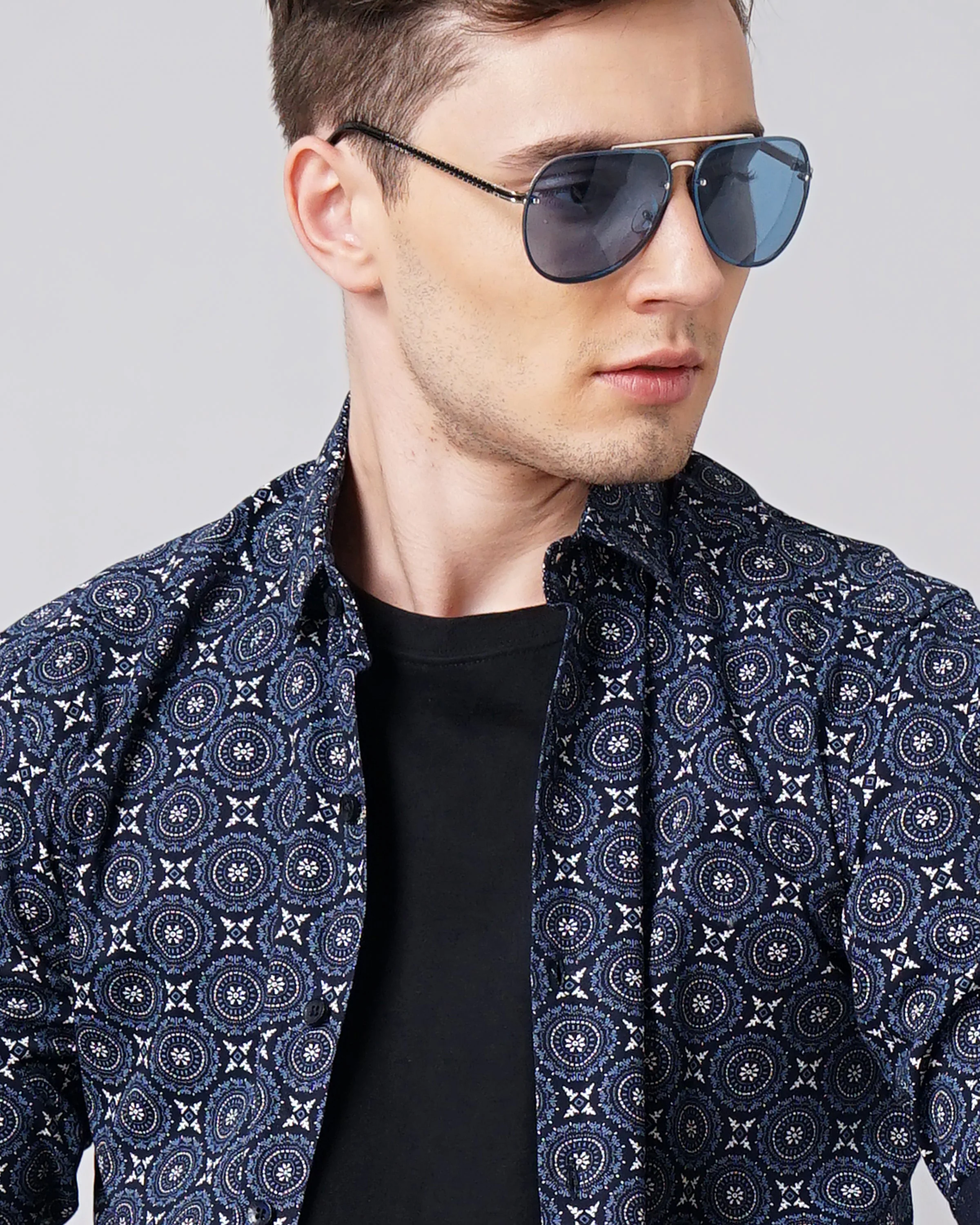 Men Mandala Navy Printed Shirt - Image 2