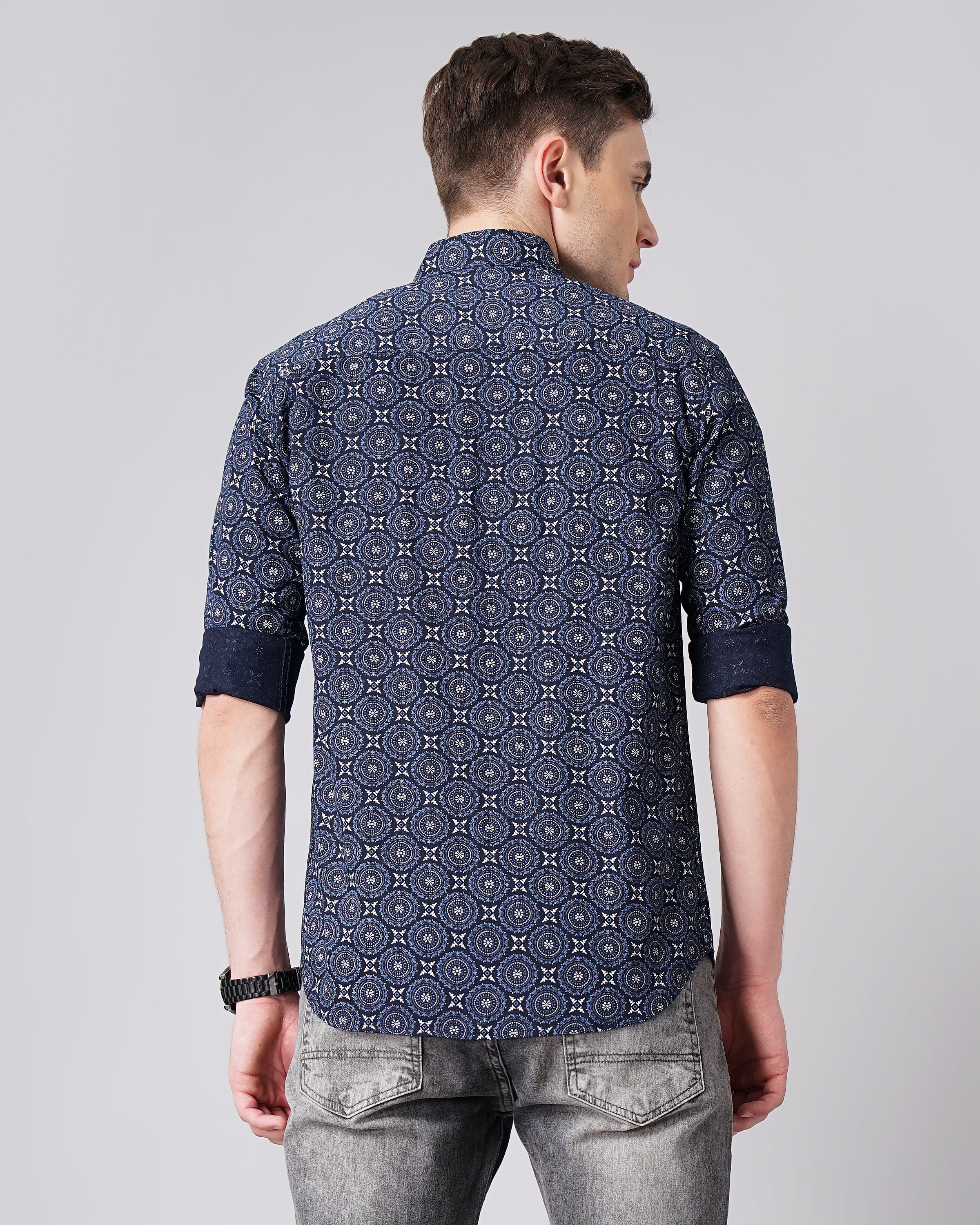Men Mandala Navy Printed Shirt - Image 3