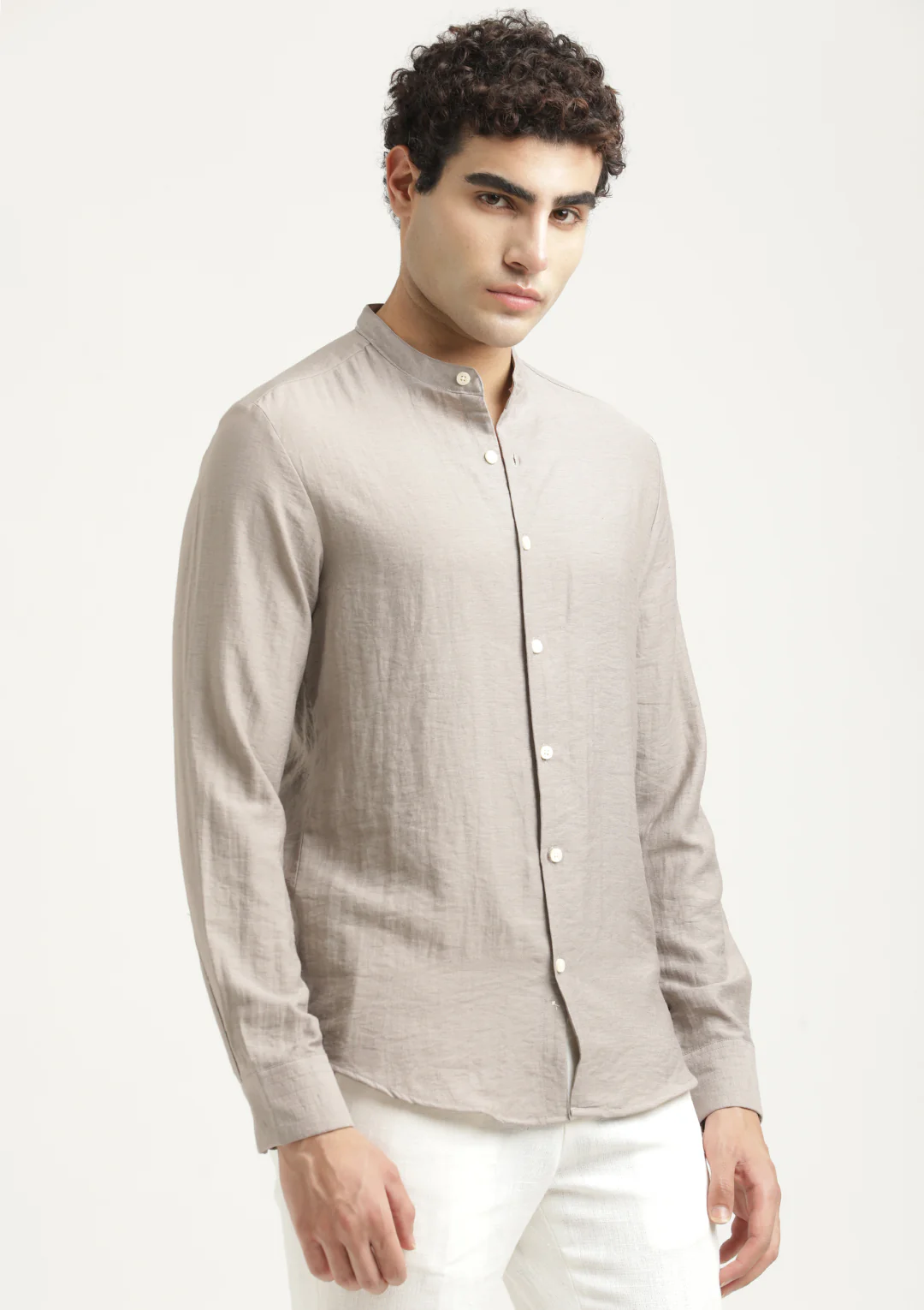 Men Mandarin Collar Nylon Shirt - Image 4