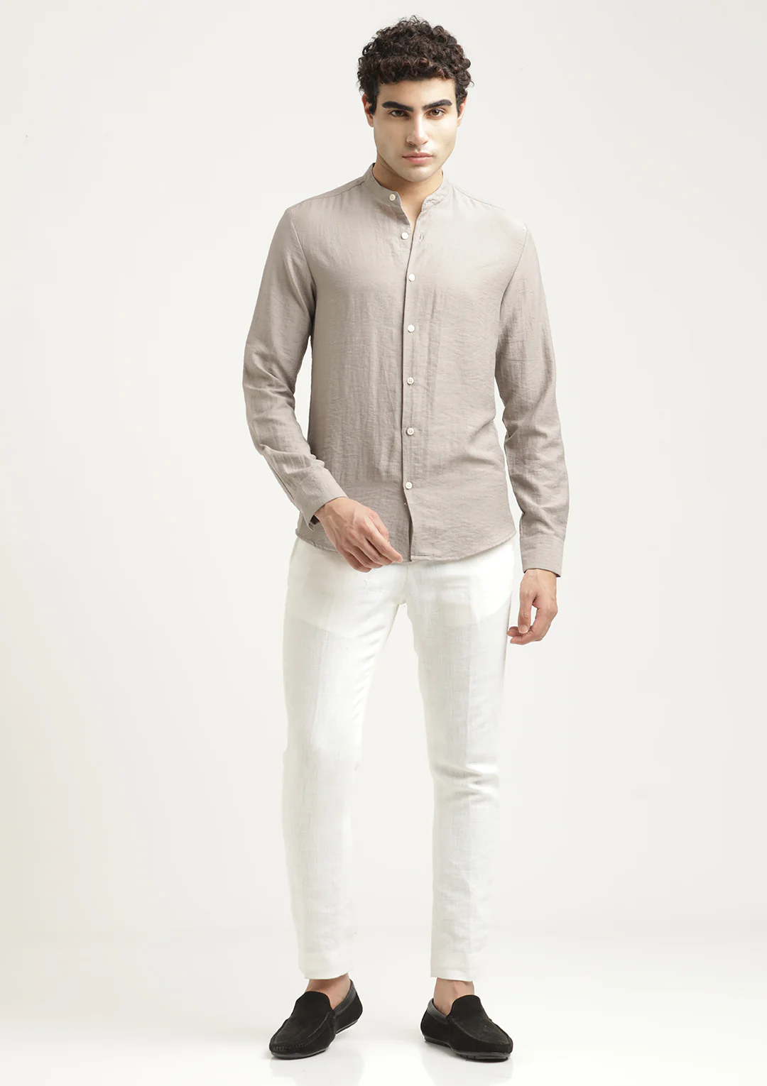 Men Mandarin Collar Nylon Shirt - Image 6