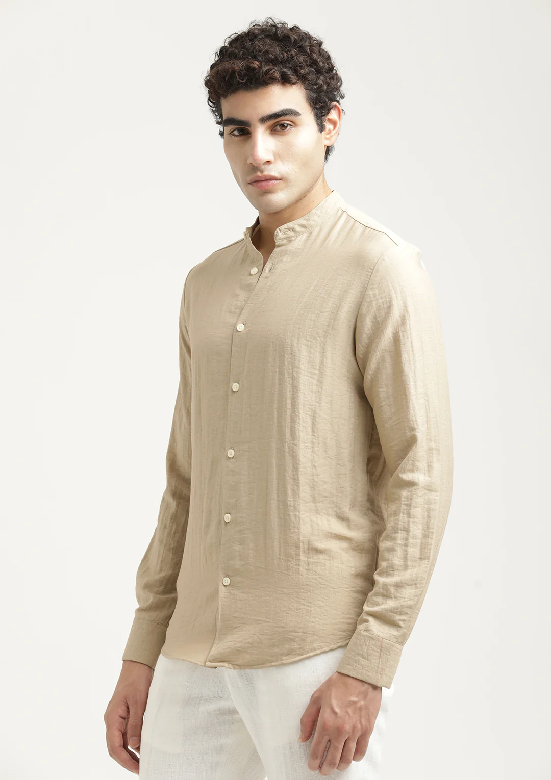 Men Mandarin Collar Nylon Shirt - Image 4