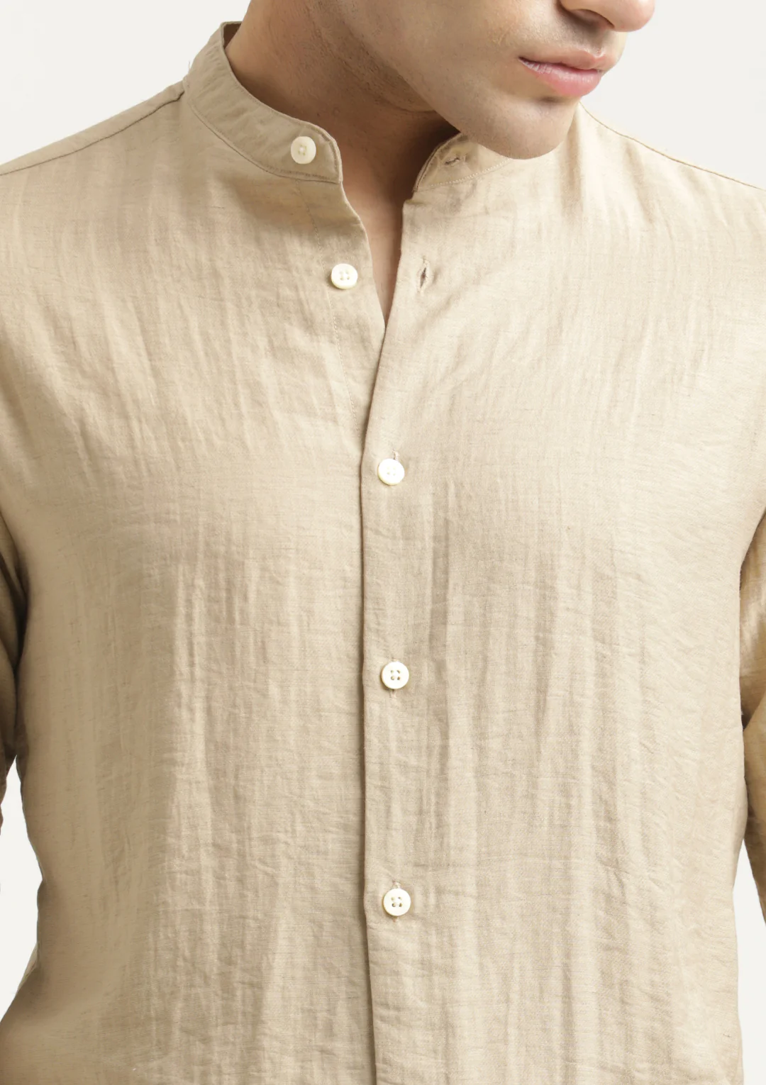 Men Mandarin Collar Nylon Shirt - Image 5