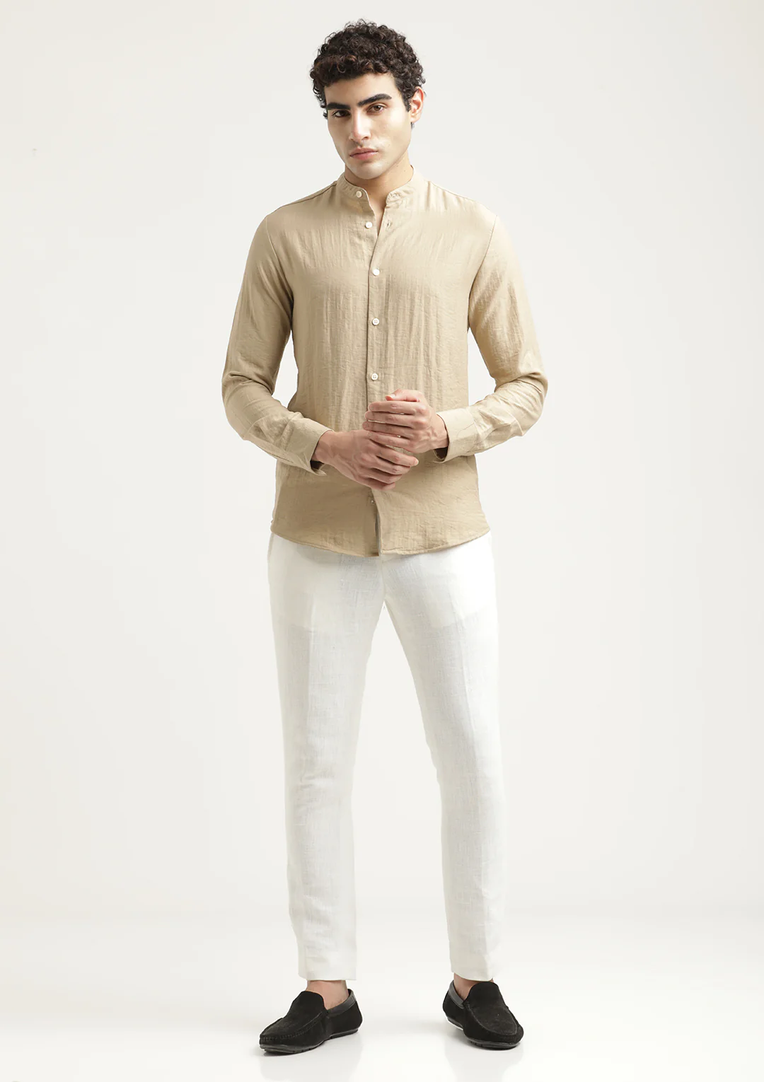 Men Mandarin Collar Nylon Shirt - Image 6