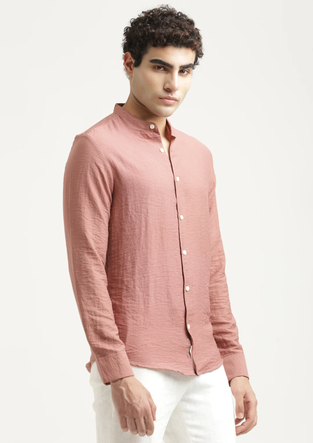 Men Mandarin Collar Nylon Shirt - Image 4