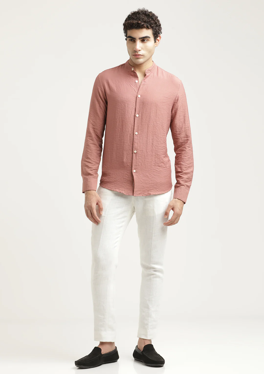 Men Mandarin Collar Nylon Shirt - Image 6