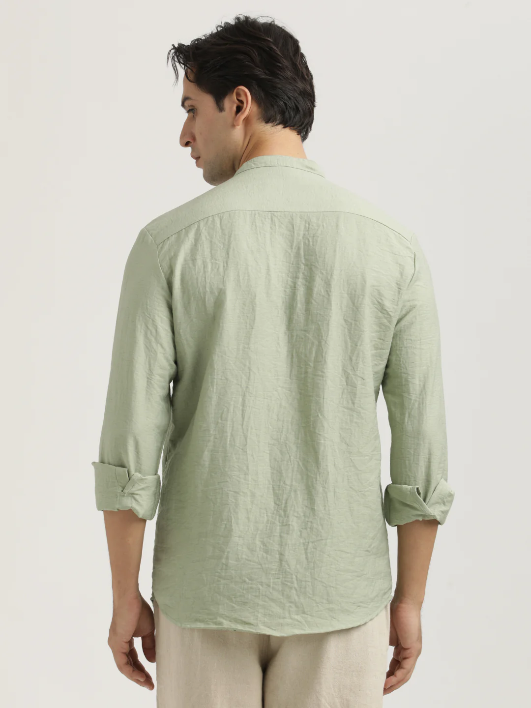 Men Mandarin Collar Nylon Shirt - Image 3
