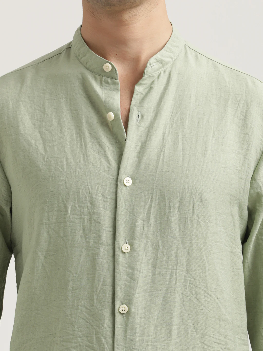 Men Mandarin Collar Nylon Shirt - Image 5