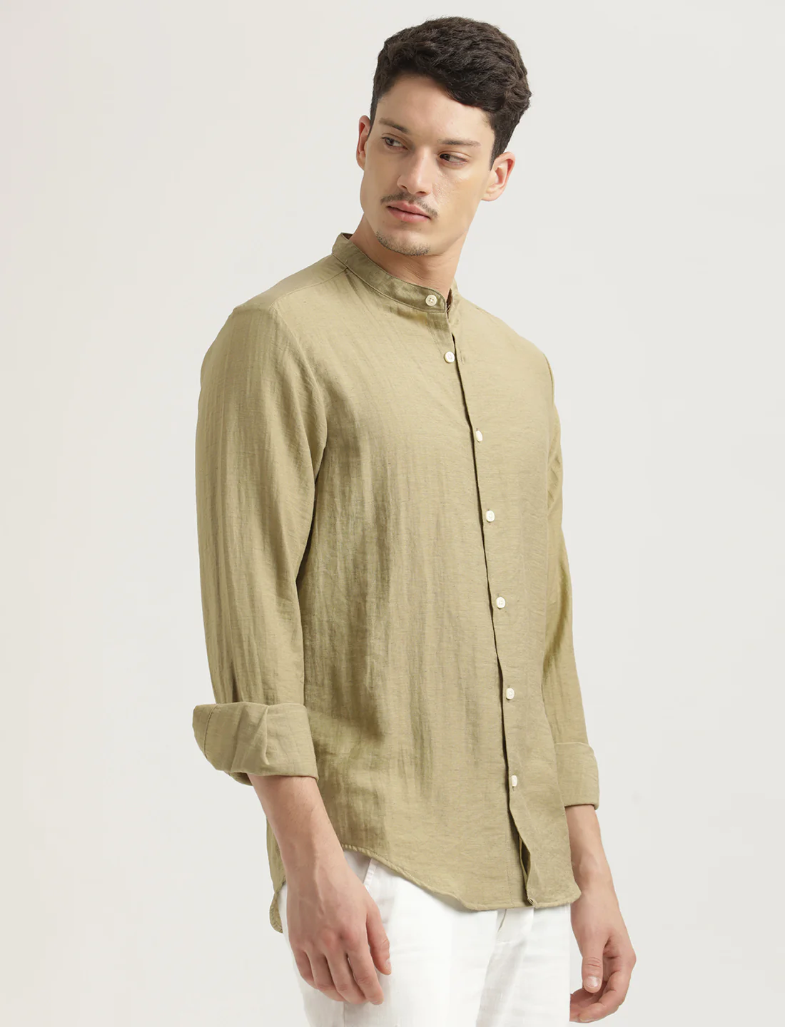 Men Mandarin Collar Nylon Shirt - Image 4